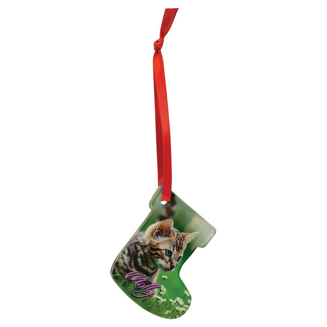 Stocking Acrylic Ornament with Red Ribbon - Custom Full-Color Printing