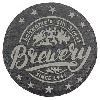 4" Round Slate Coaster - Custom Engraving or Full-Color UV Printing