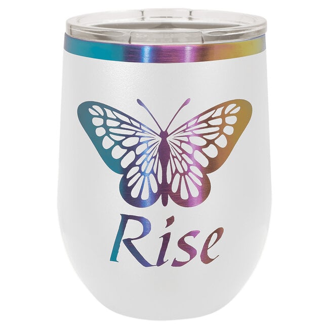 12oz ION-Plated Stemless Wine Tumbler with Lid - Custom Laser Engraving