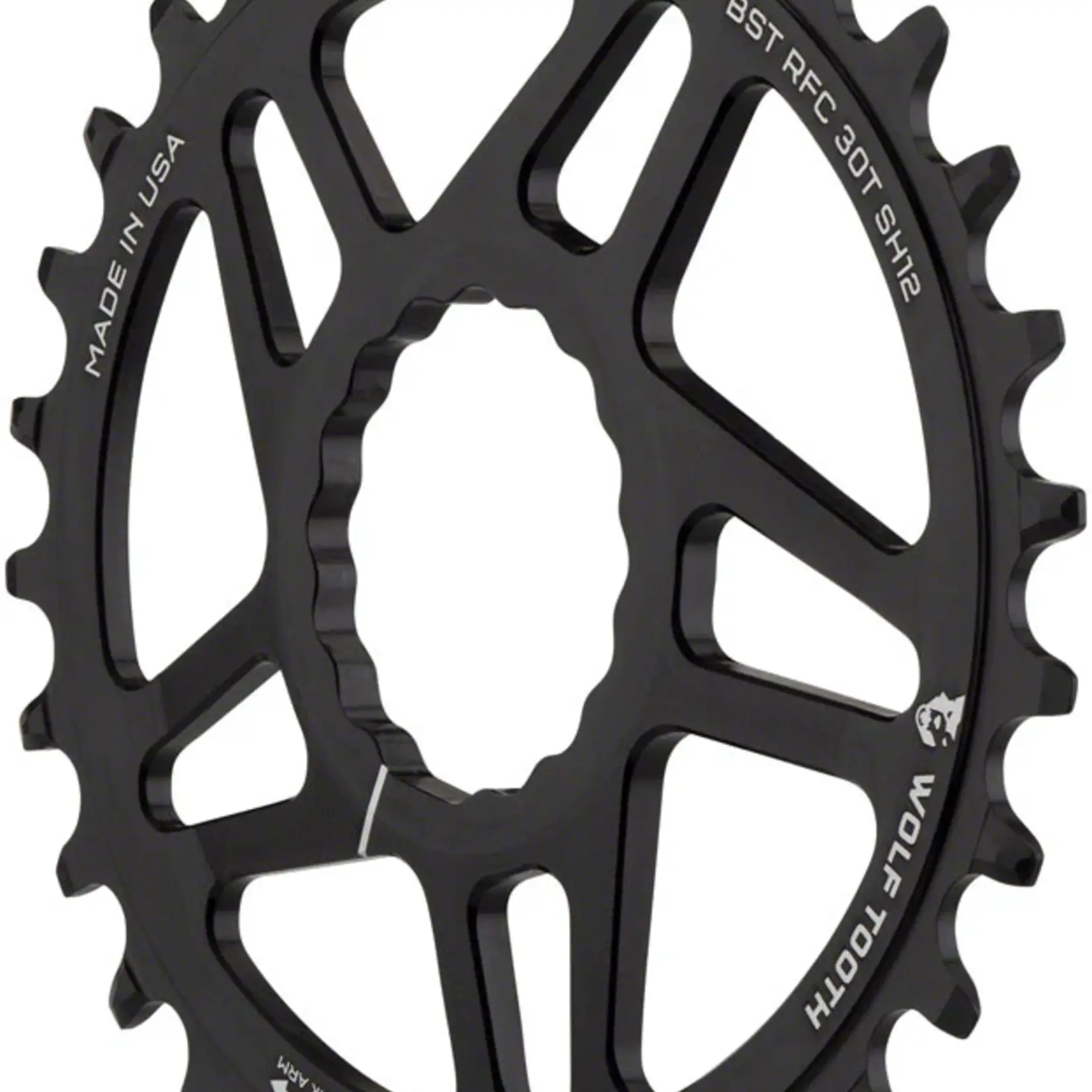Wolf Tooth Wolf Tooth Elliptical Direct Mount Chainring - 32t, RaceFace CINCH Boost, Drop-Stop ST for Shimano 12 Speed HG+, Black