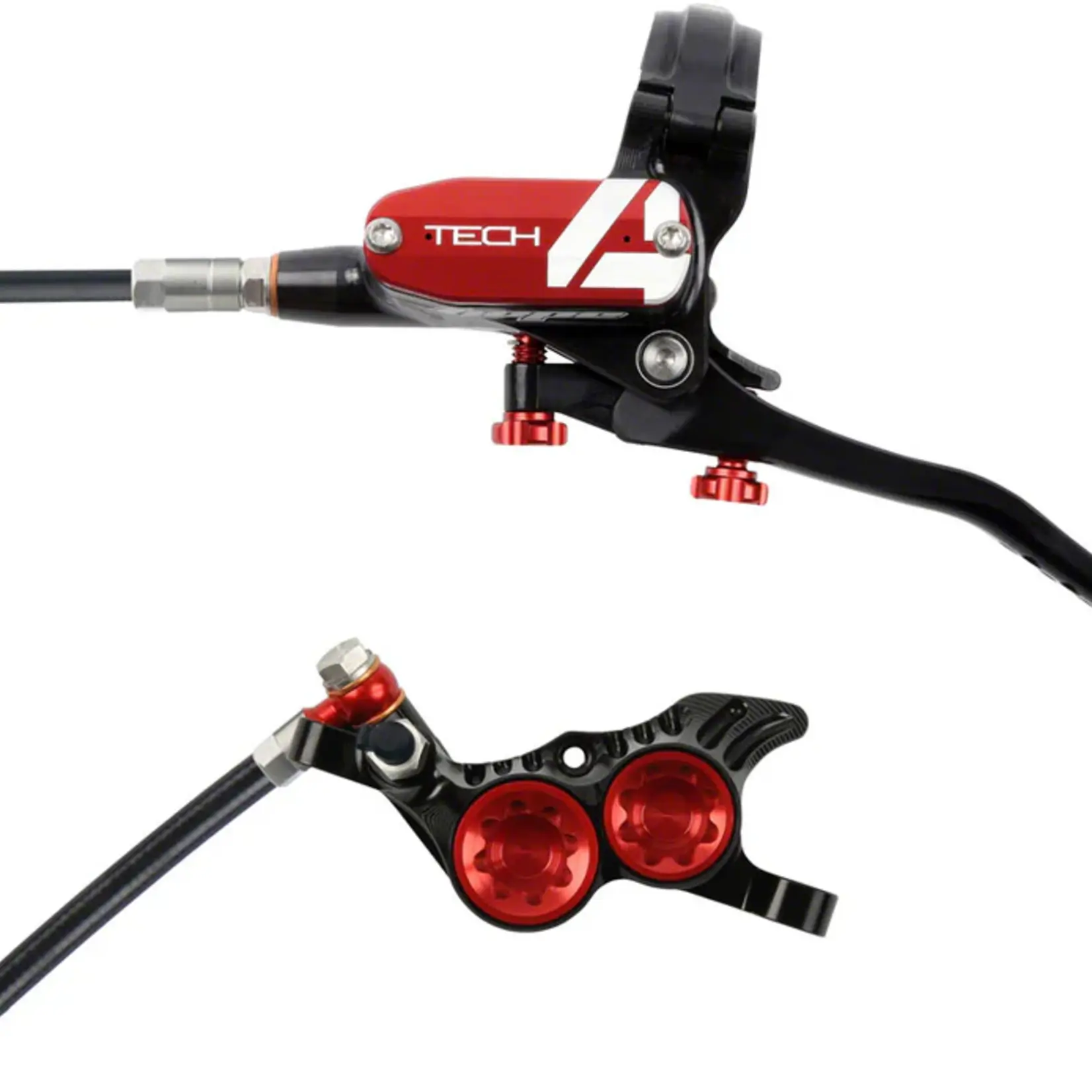 Hope Hope Tech 4 V4 Disc Brake and Lever Set - Rear, Hydraulic, Post Mount, Red