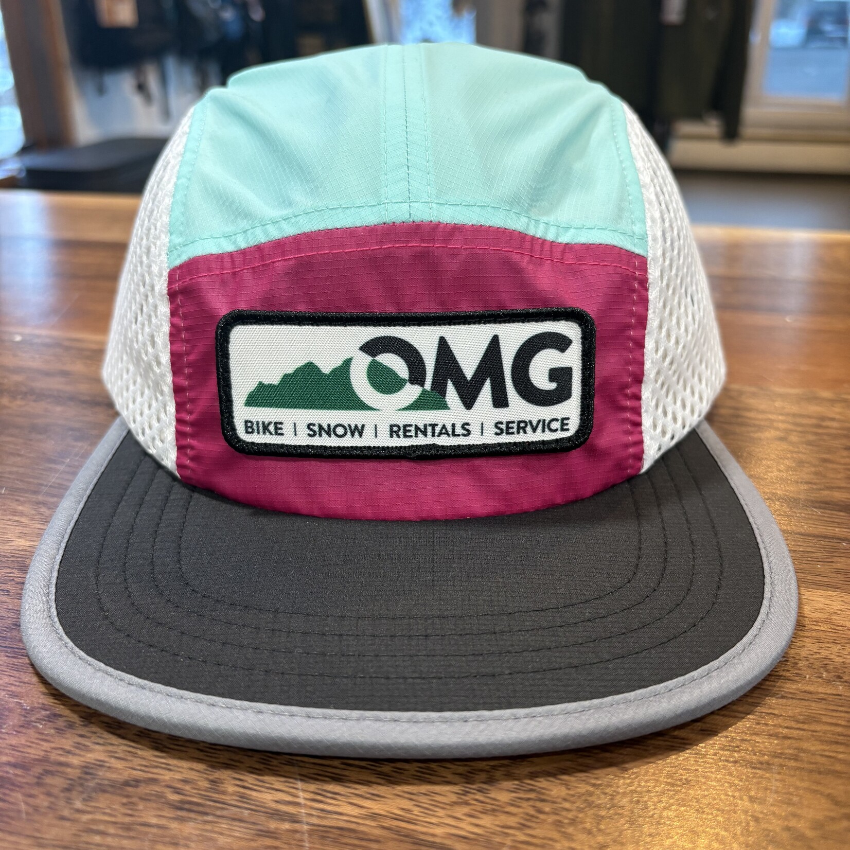 Outbound Mountain Gear 5 Panel Performance Running Hat Purple/Mint/White/Black