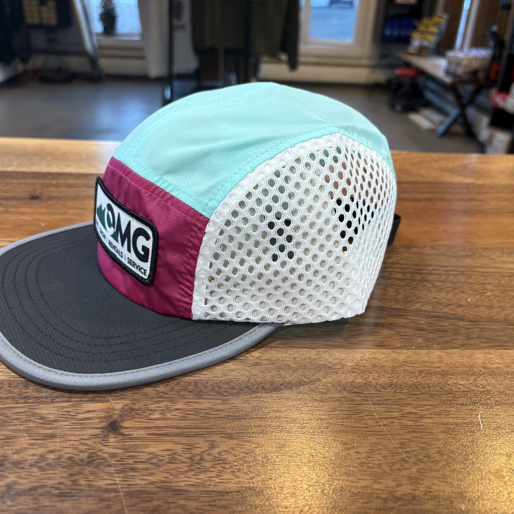 Outbound Mountain Gear 5 Panel Performance Running Hat Purple/Mint/White/Black