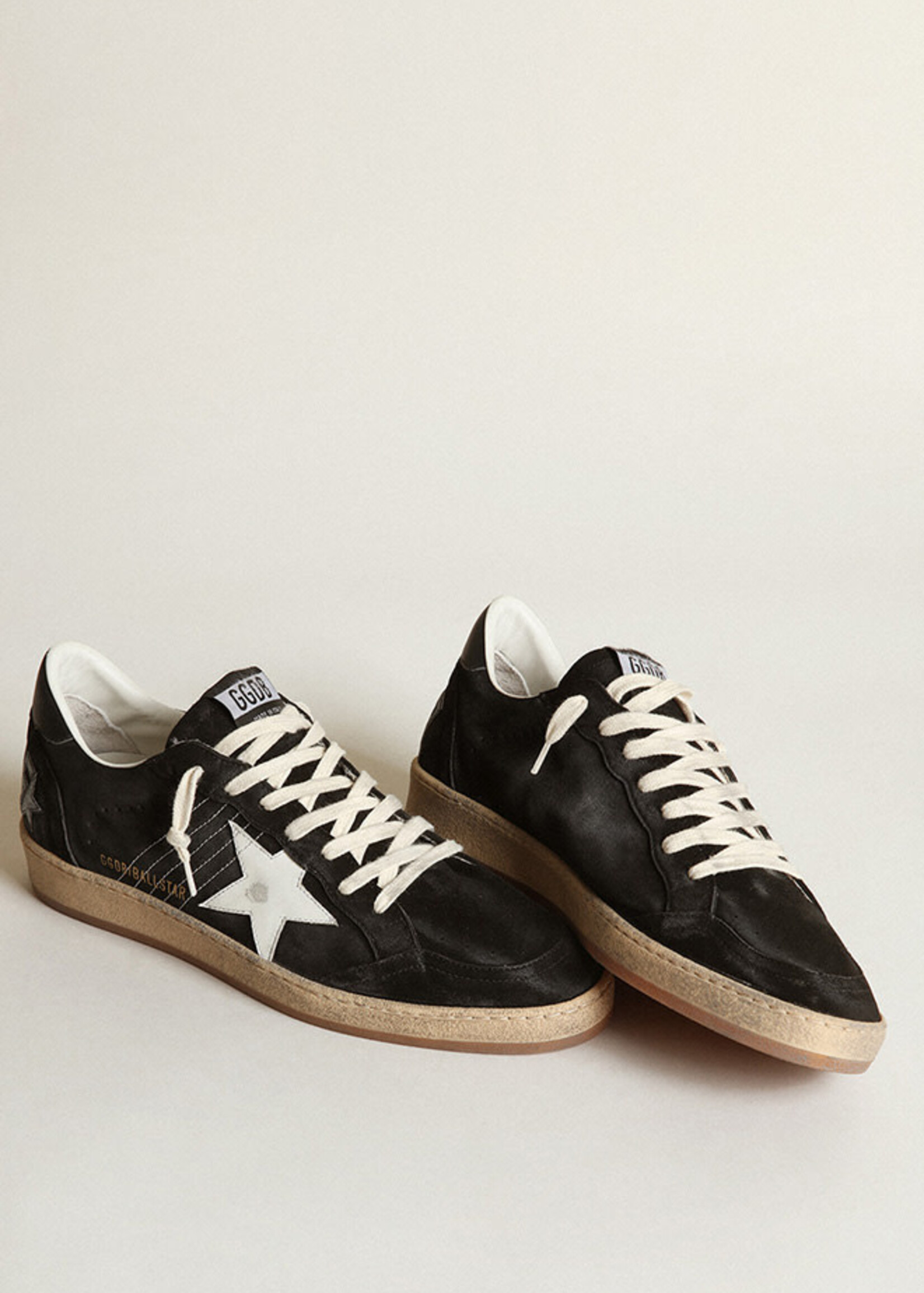 Golden Goose Ball Star- Black- Suede Upper w Stitching and Spur Leather and Star Heel