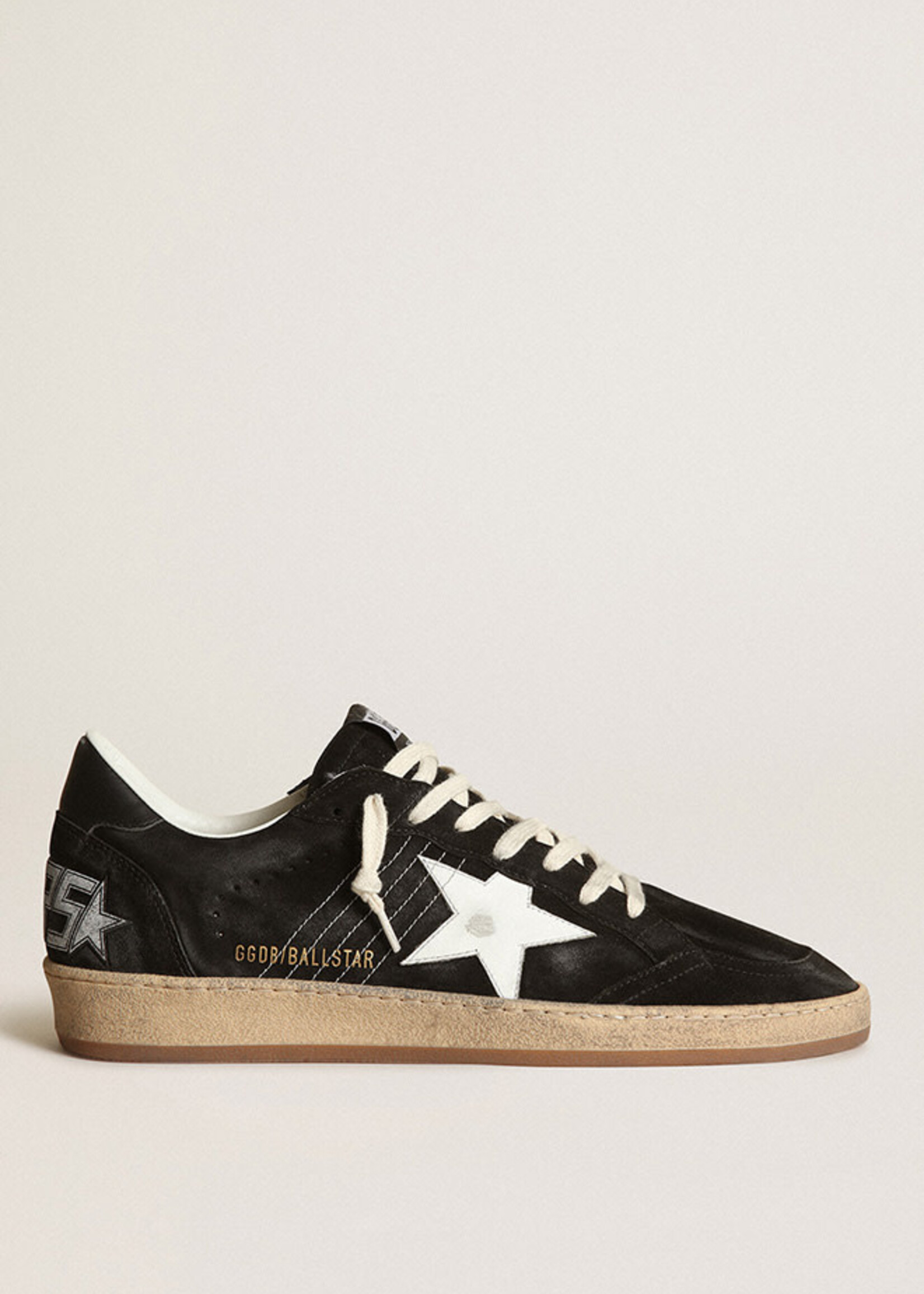 Golden Goose Ball Star- Black- Suede Upper w Stitching and Spur Leather and Star Heel
