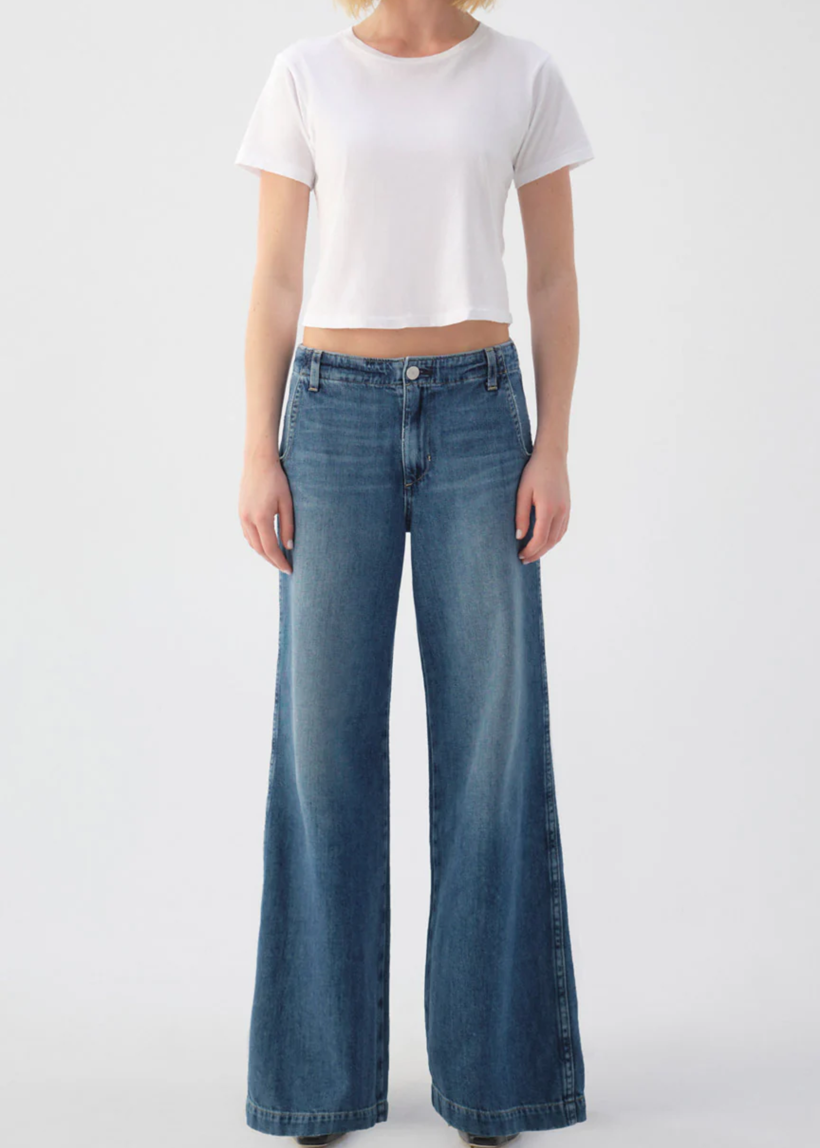 A M O Edith Wide Leg Trouser- Romance