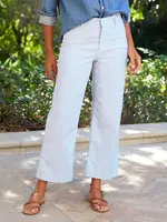 Frank & Eileen Wexford Wide-Leg Linen Pant- Blue, White Stripe