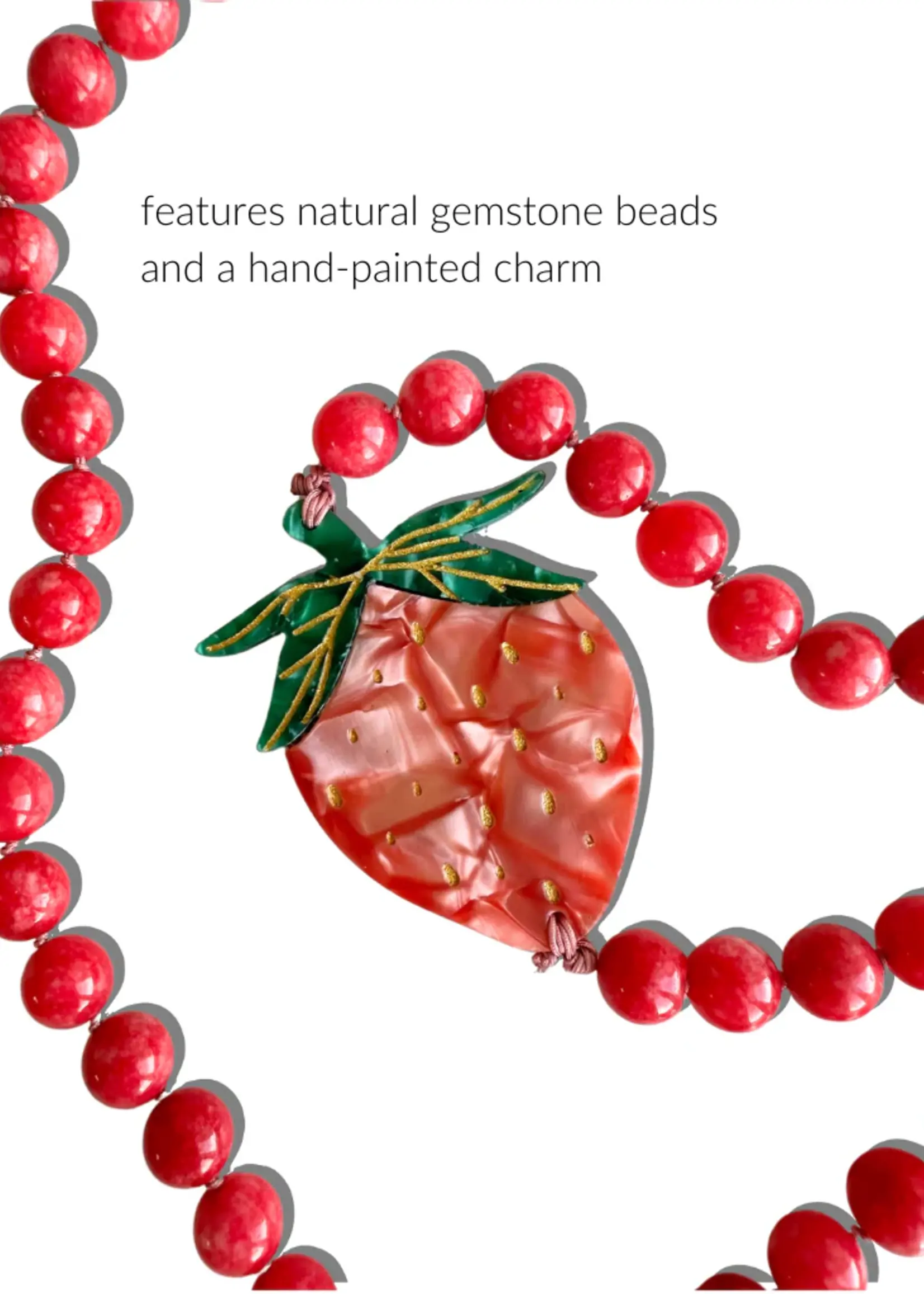 Solar Eclipse Strawberry Gemstone Bracelet Phone Chain