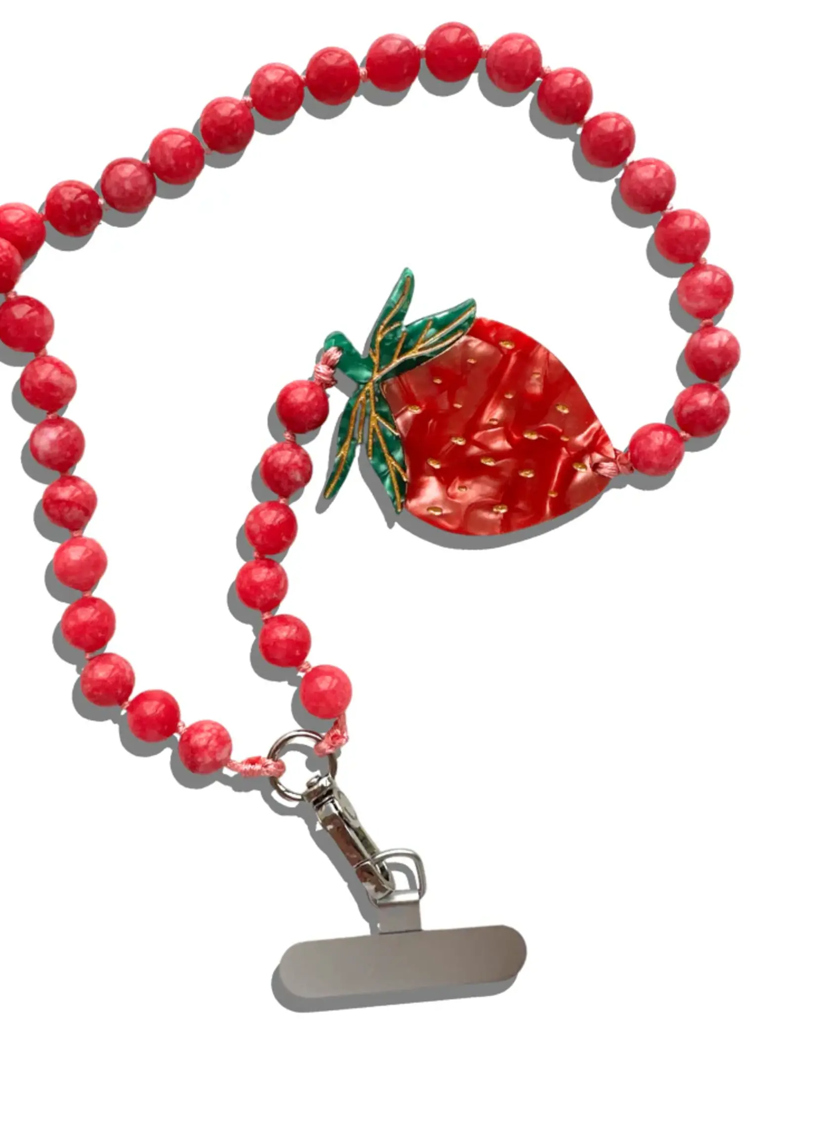 Solar Eclipse Strawberry Gemstone Bracelet Phone Chain