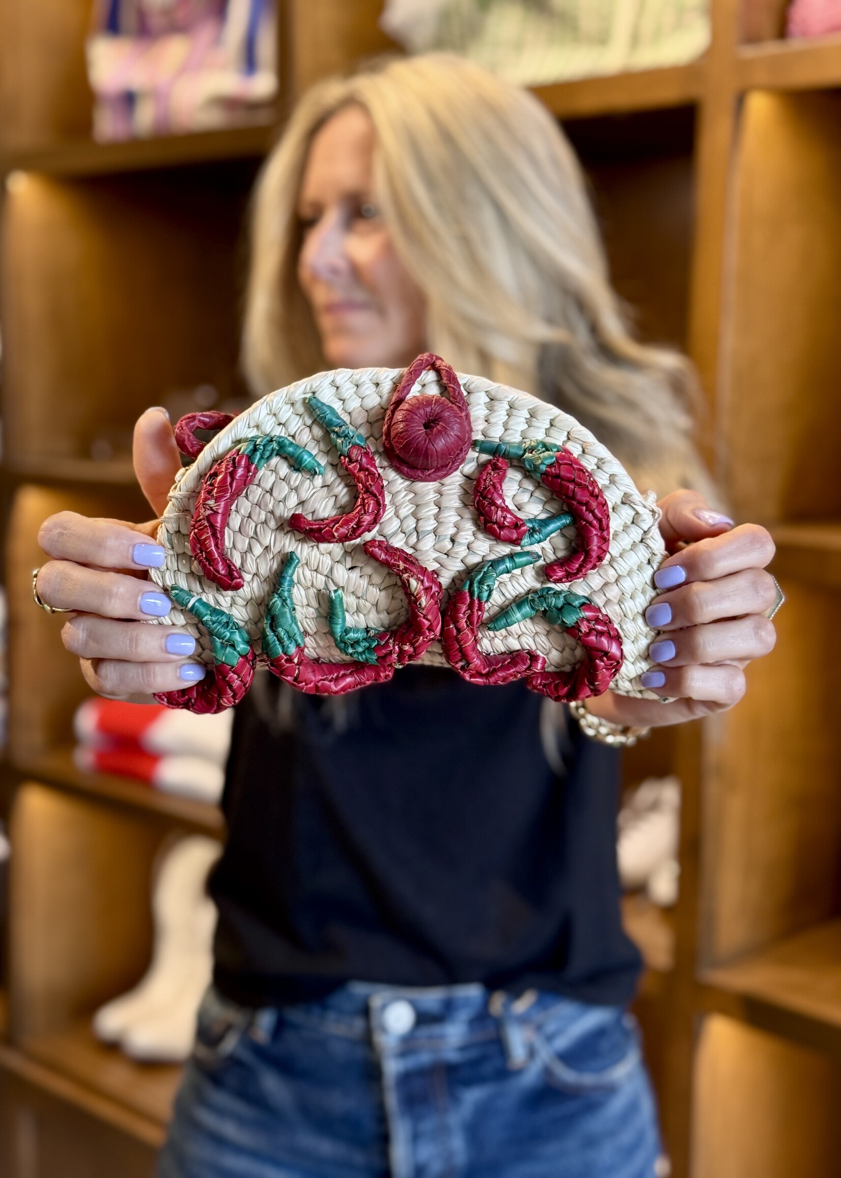 Alma Raffia Clutch- Chillies Taco Small