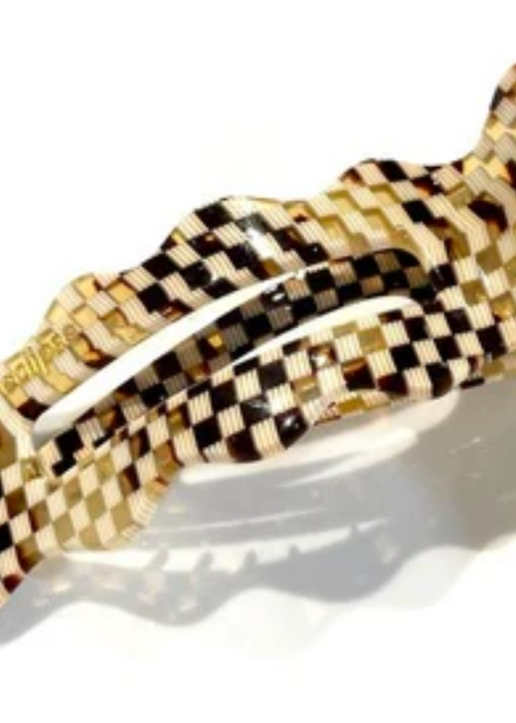 Solar Eclipse Scalloped Lay Down Acetate Claw Hair Clip- Beige Check