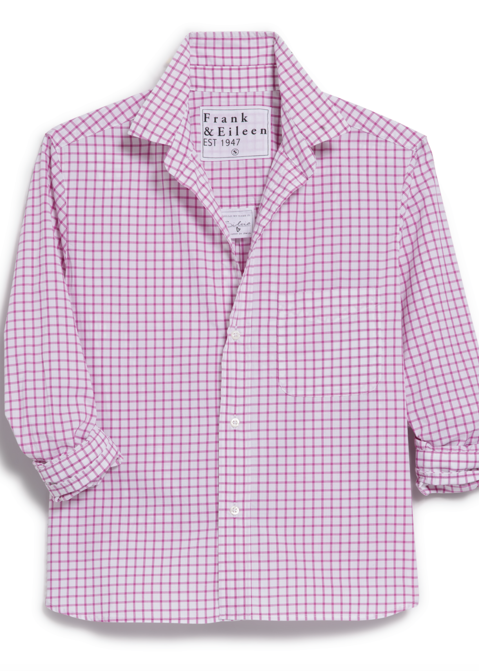 Frank & Eileen Silvio- Untuckable Button Up- Pink, White Grid PWG
