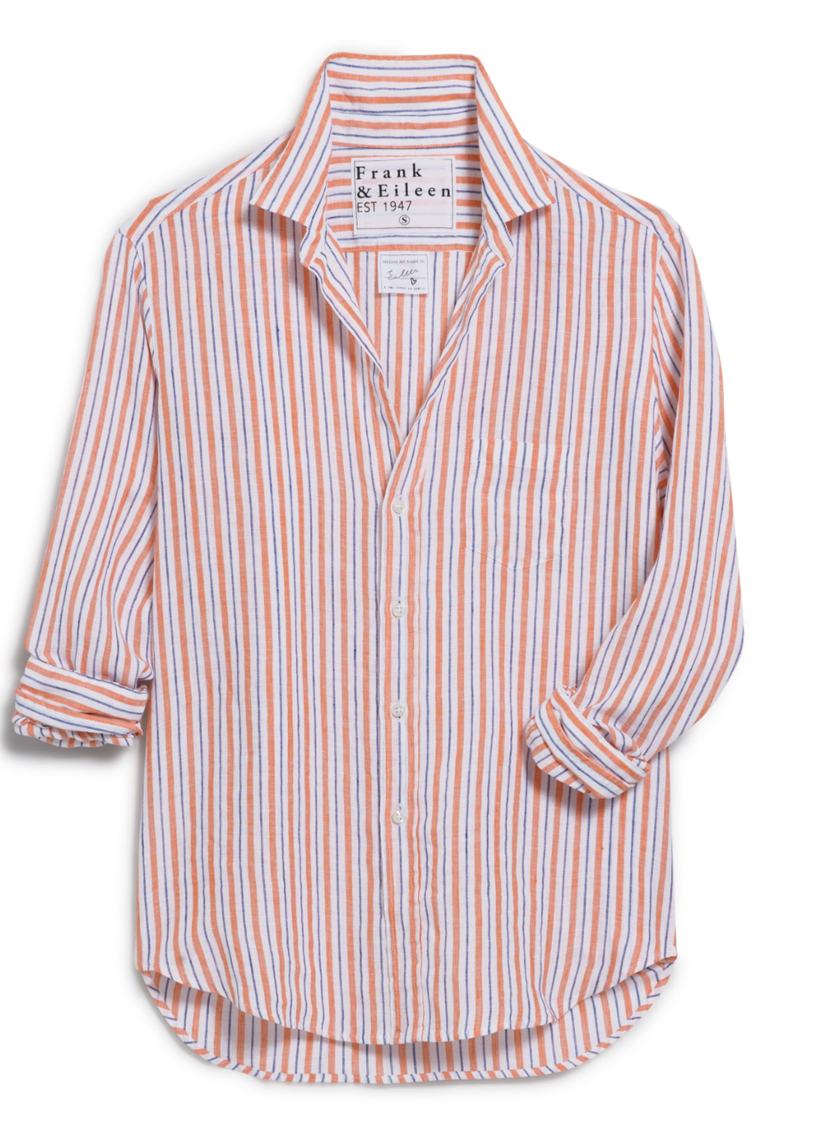 Frank & Eileen Eileen- Relaxed Button-Up- Orange, Purple Stripe OPSL