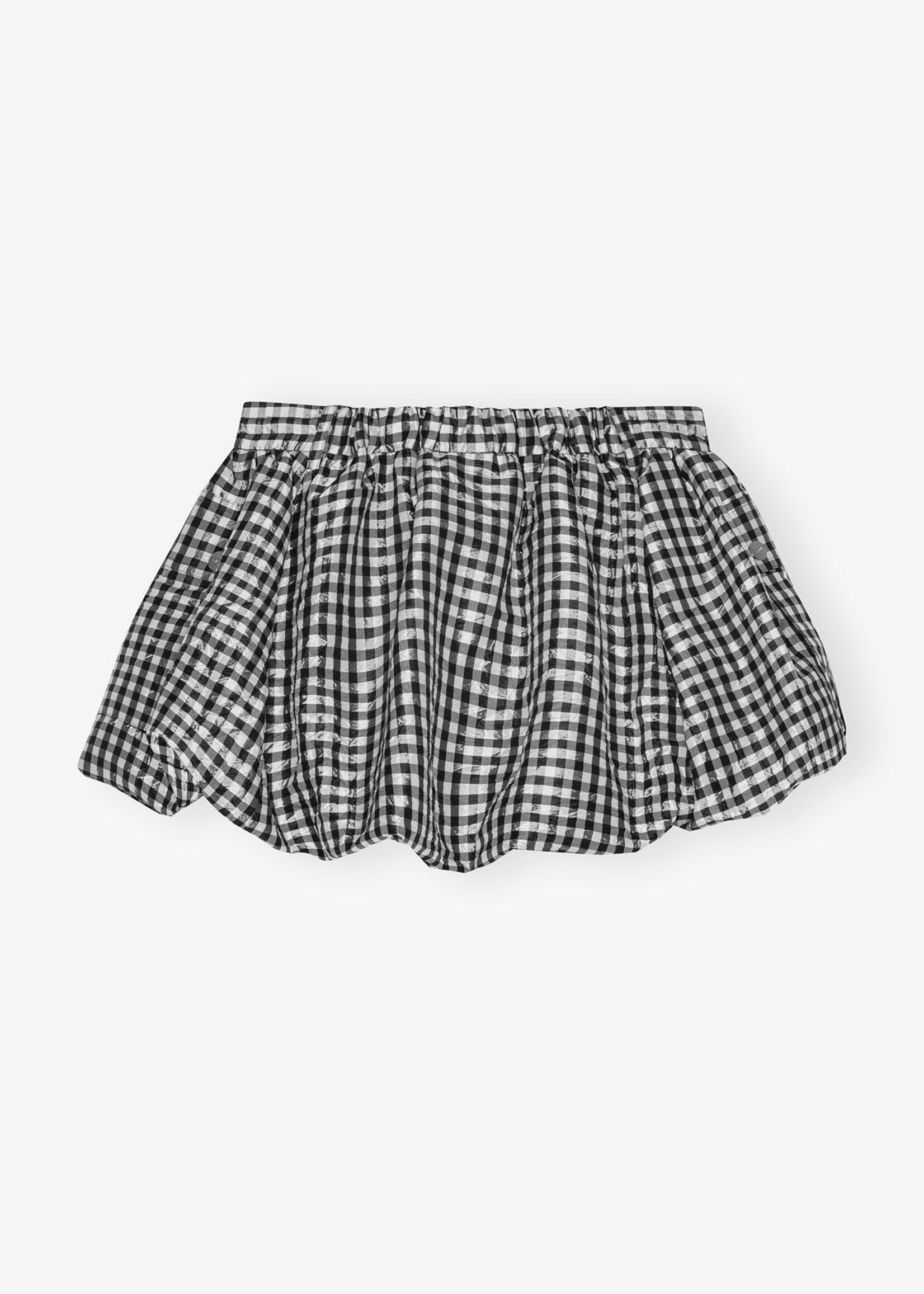 GANNI Crinkled Taffeta Check Mini Bubble Skirt