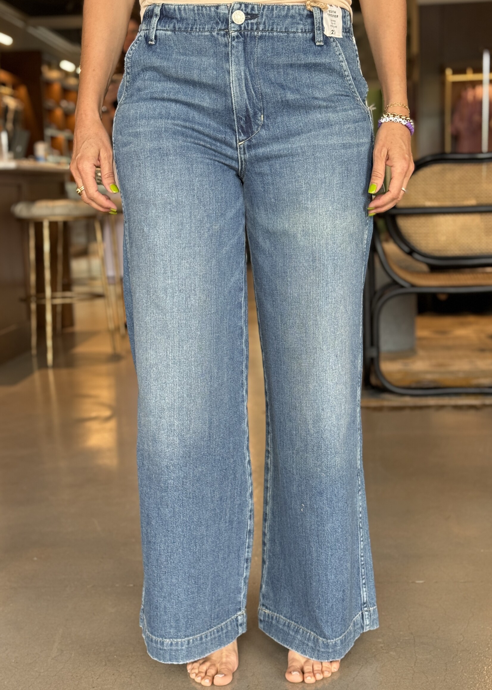 A M O Edith Wide Leg Trouser- Romance