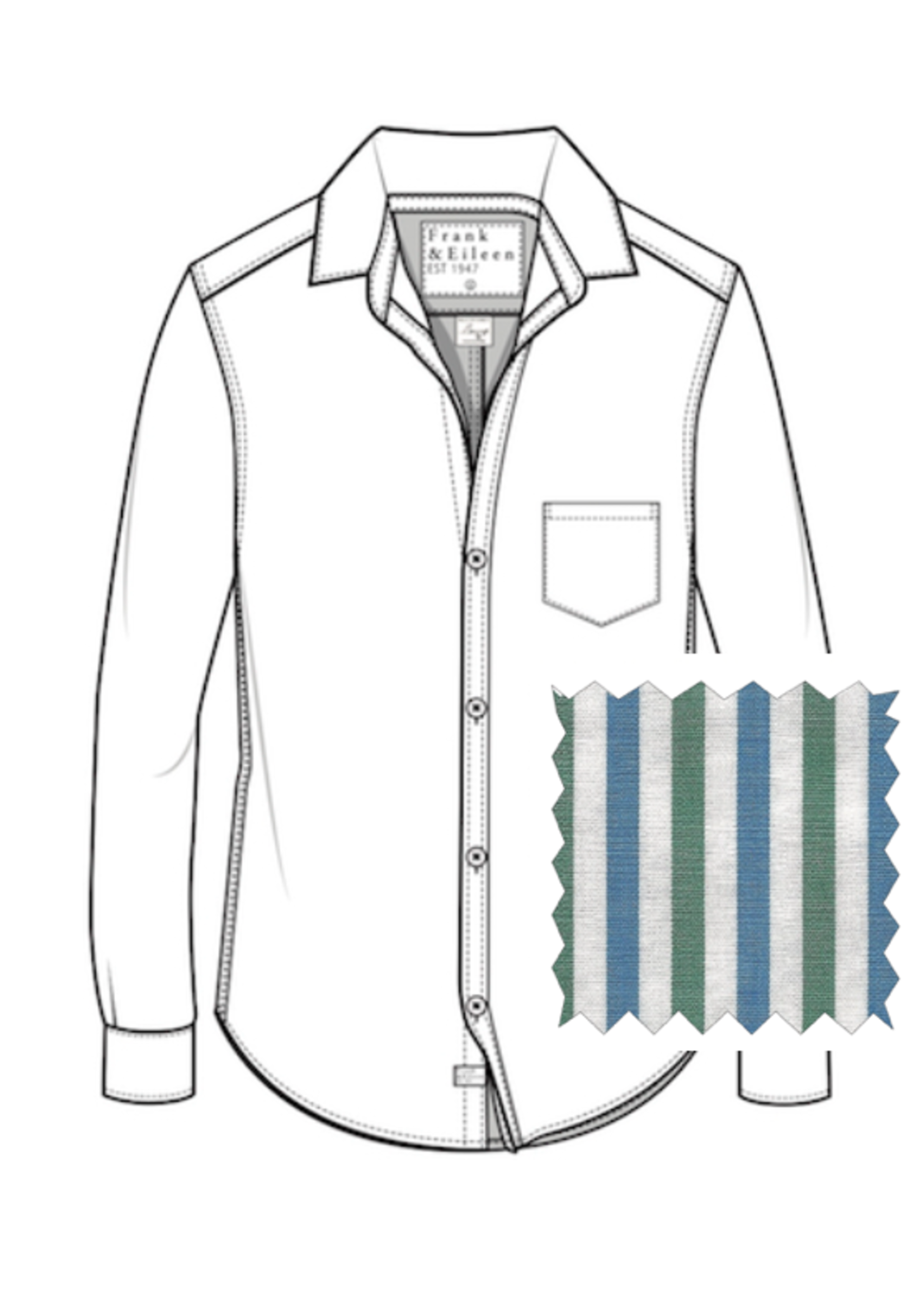 Frank & Eileen Barry Tailored Button-Up- Blue, Turq Stripe BTST