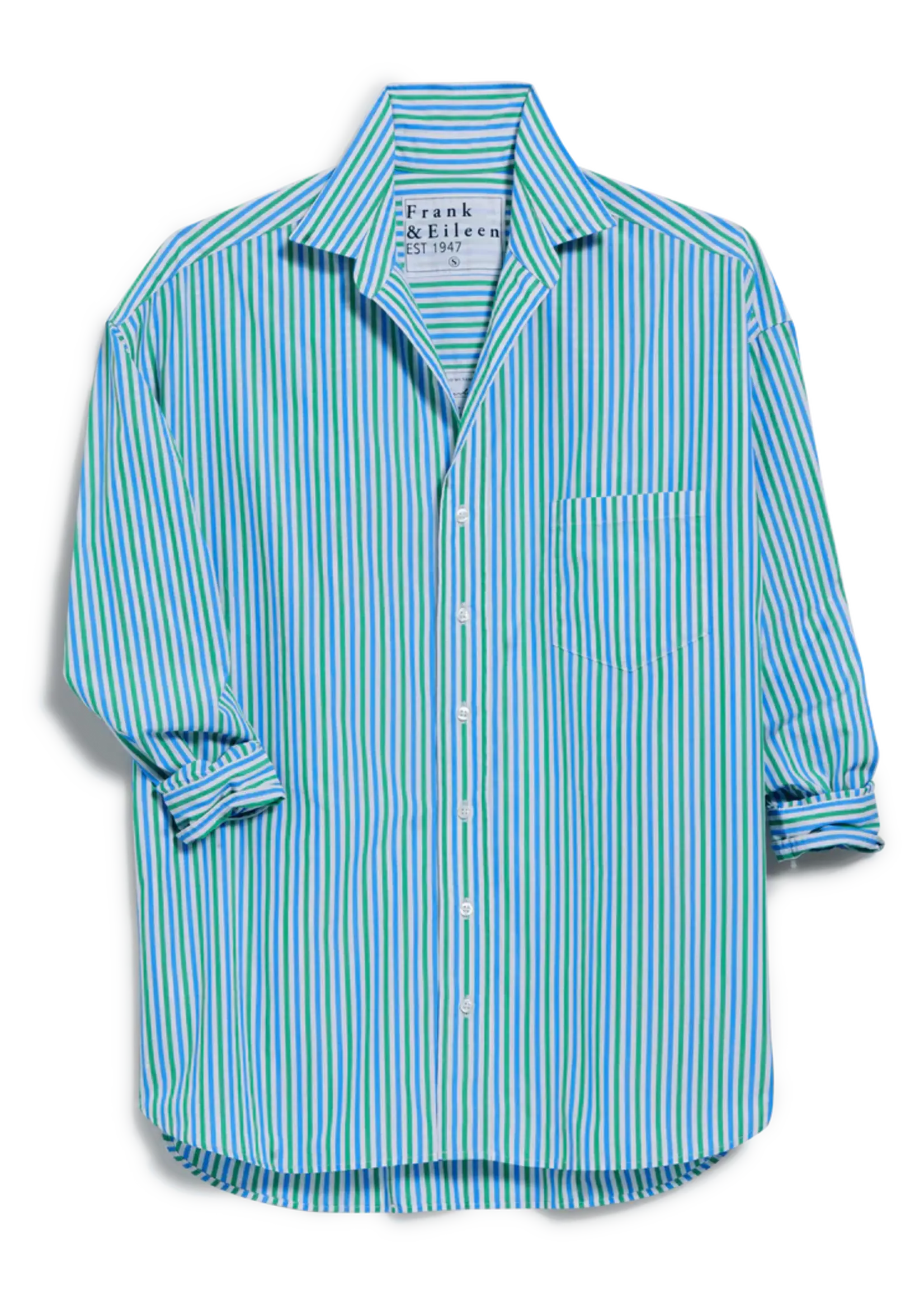 Frank & Eileen Shirley- Oversized Button-Up- Blue, Turq Stripe BTST