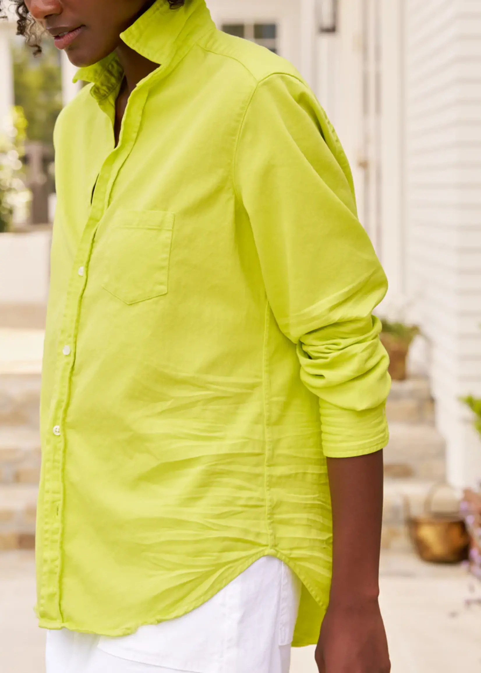 Frank & Eileen Eileen- Relaxed Button-Up- Lime Famous Denim LMCD