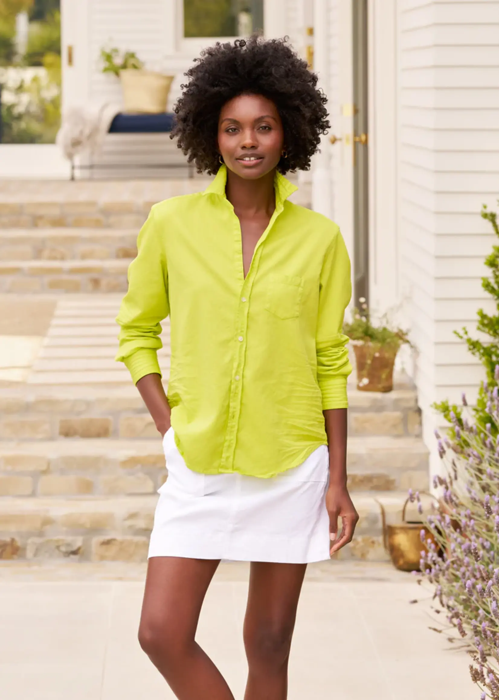 Frank & Eileen Eileen- Relaxed Button-Up- Lime Famous Denim LMCD