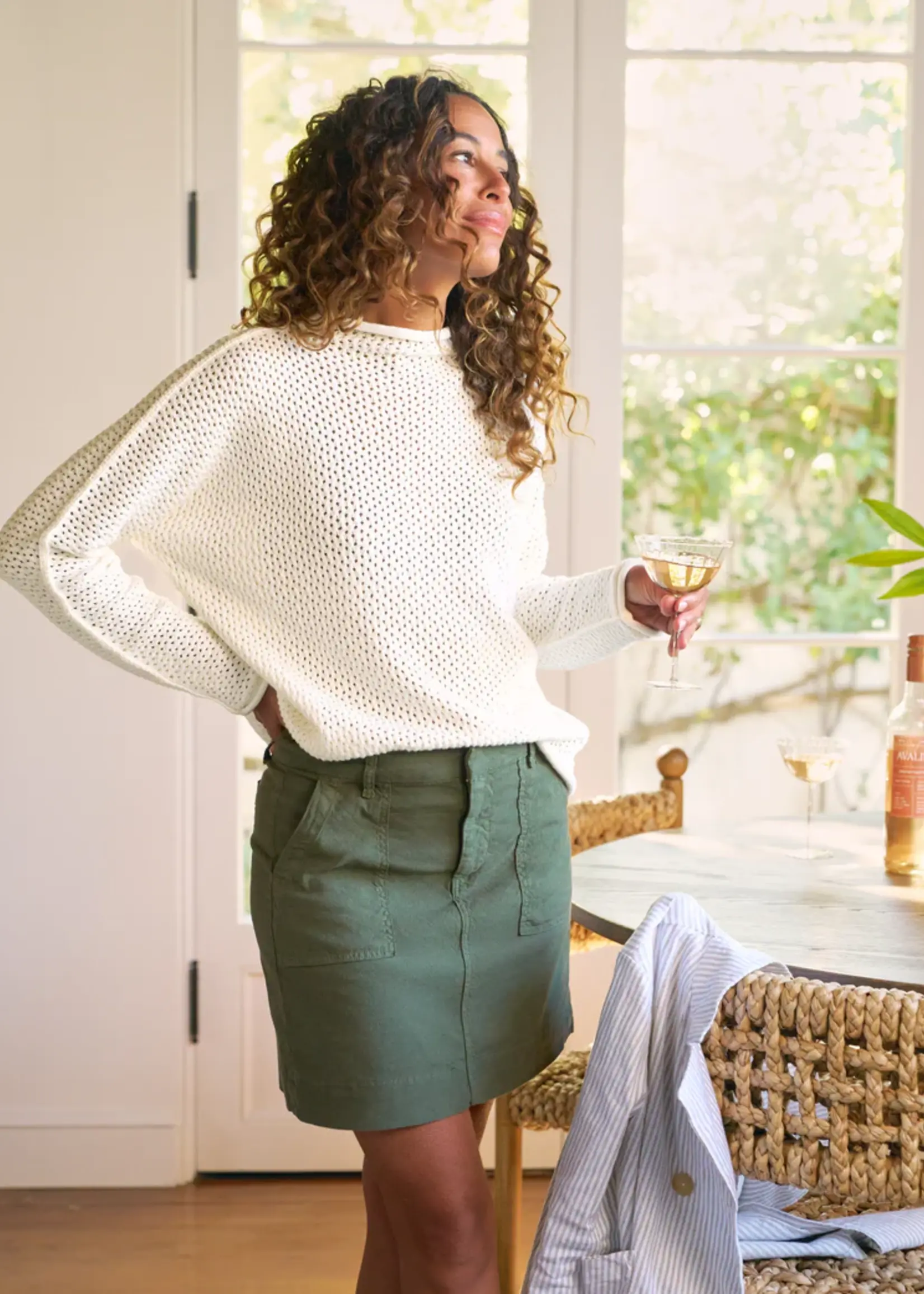 Frank & Eileen Jameson Skirt- Hunter Green Performance Linen