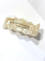 Solar Eclipse Scalloped Lay Down Acetate Claw Hair Clip- Pearl