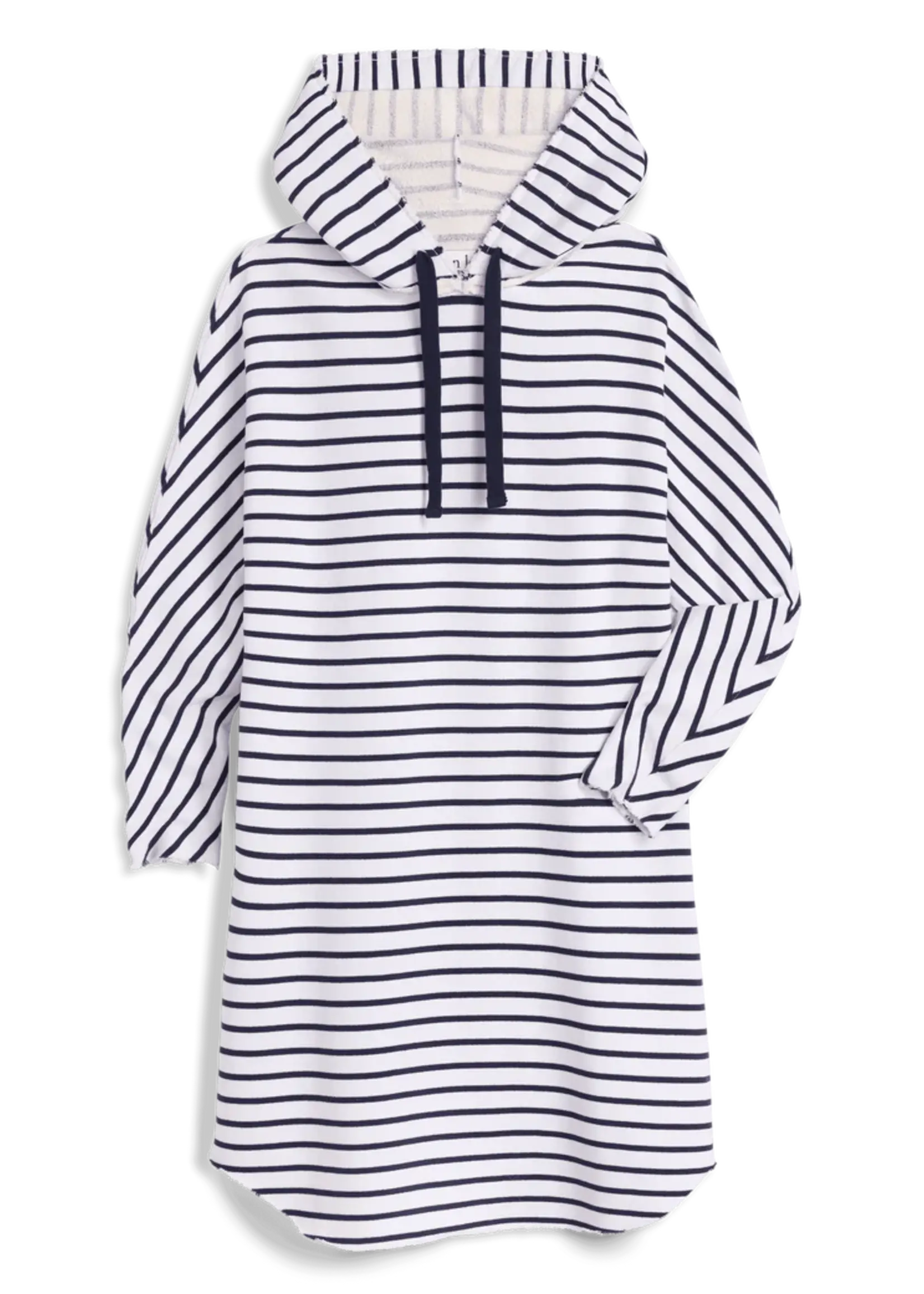Frank & Eileen Mini James Hooded Dress- White Navy Stripe