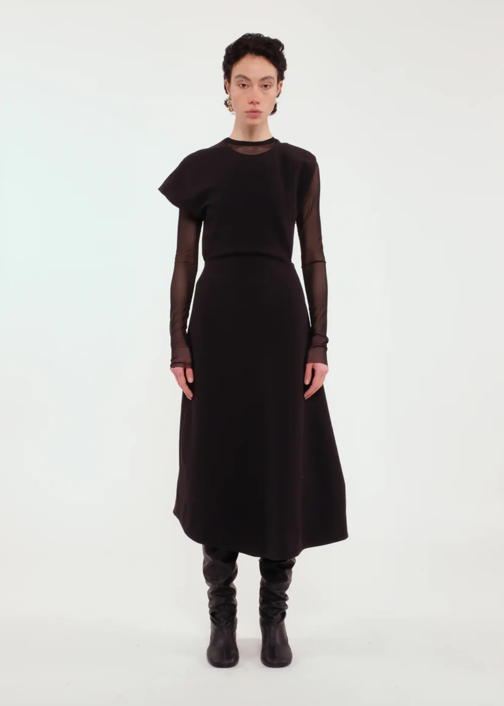 Tela Melania Sheer Tulle Top- Black