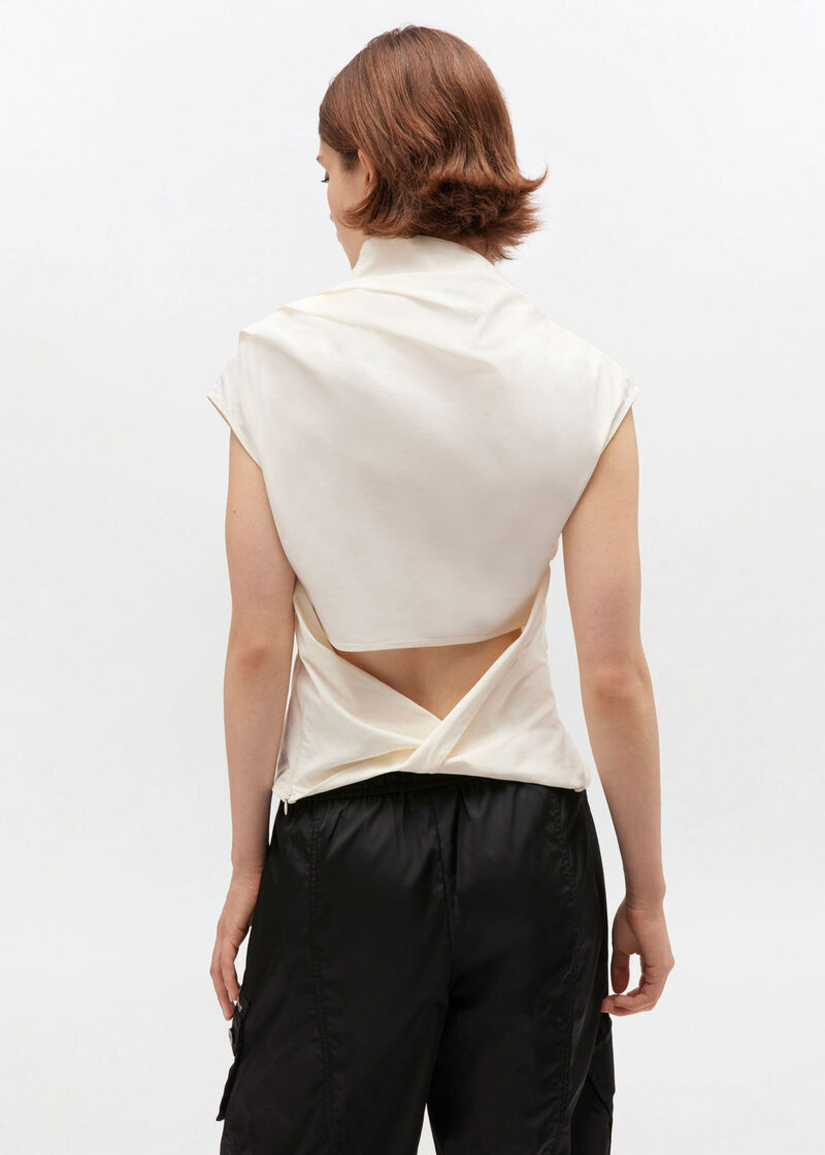 GANNI Stretch Cotton Ruched Top