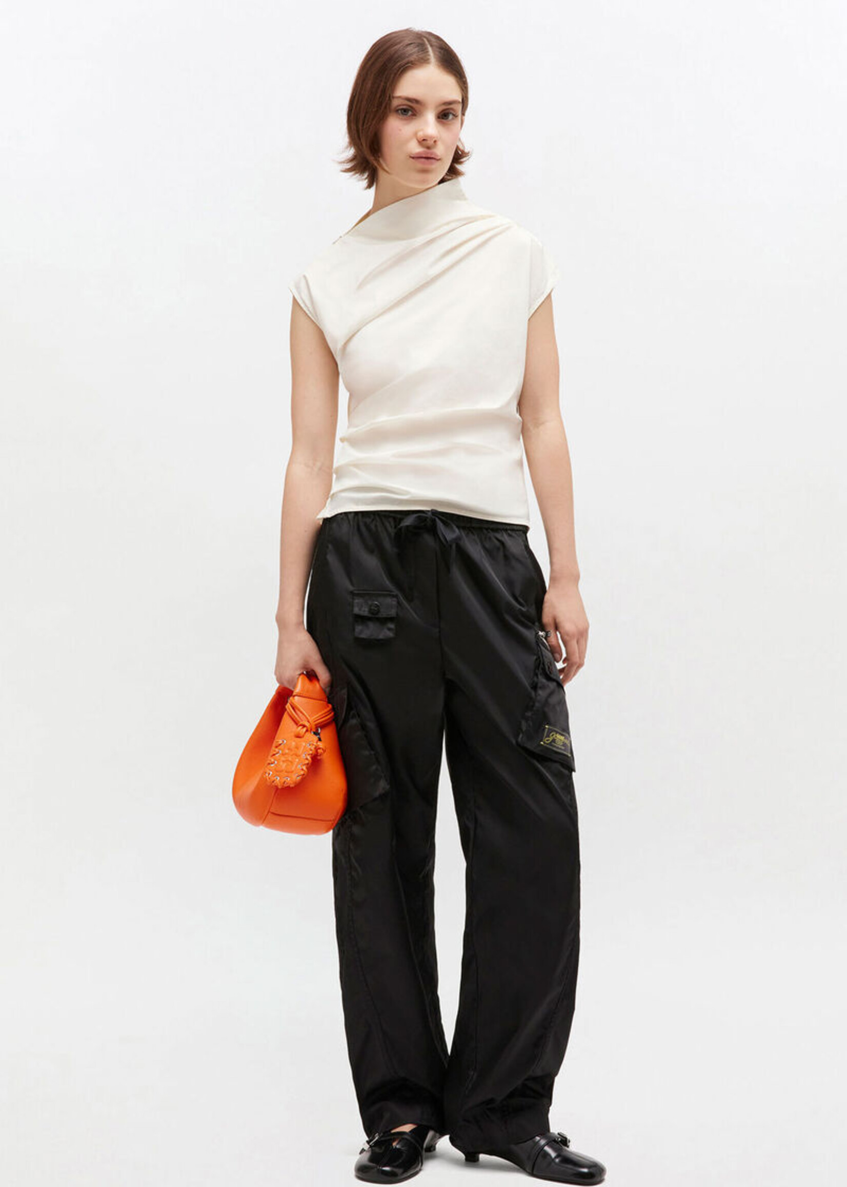 GANNI Stretch Cotton Ruched Top