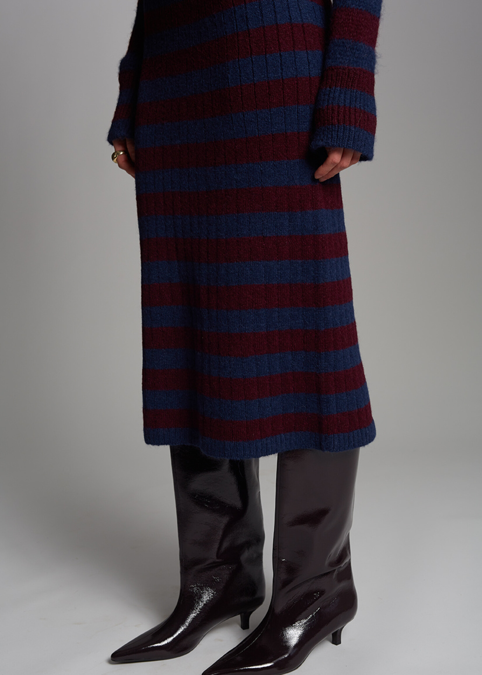 Eleven Six Pia Stripe Tube Skirt- Navy/Merlot