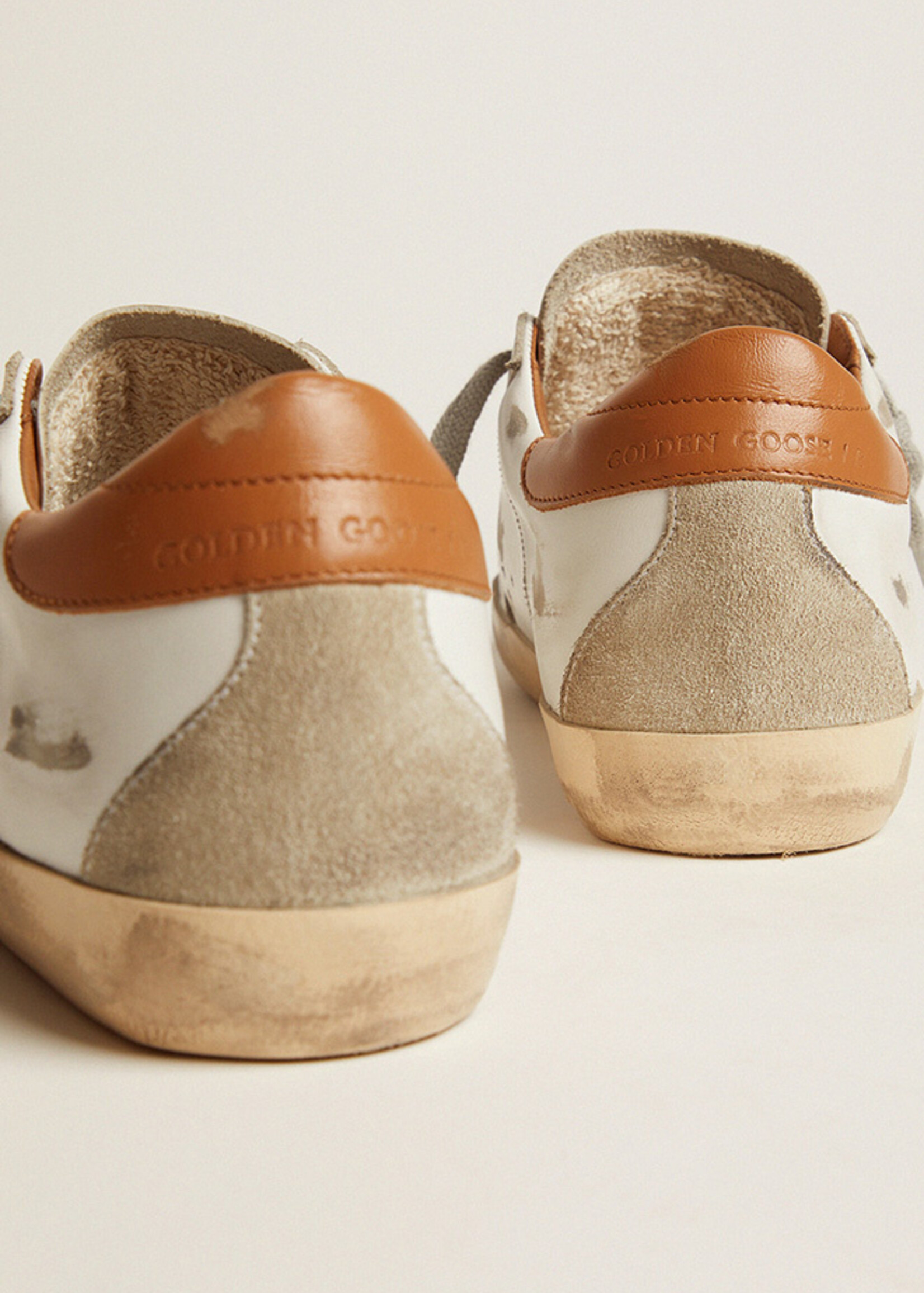 Golden Goose Super-Star- White- Leather Upper and Heel Suede Star and Heel