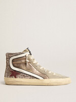 Golden Goose Slide Laminated and Glitter Upper Suede Toe Leather Star and Wave