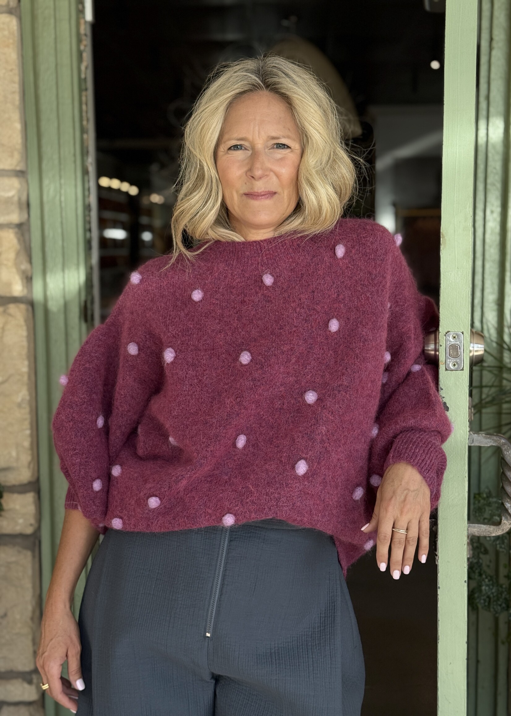 Alemais Elia Mulberry Balloon Sweater