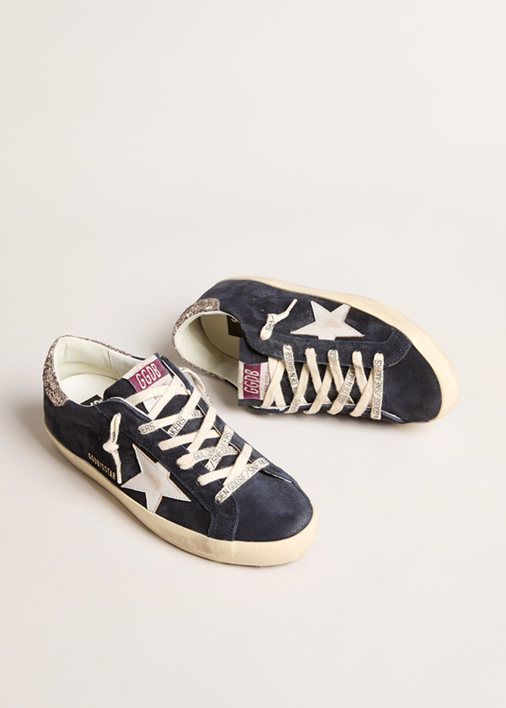 Golden Goose Super-Star Suede Upper Leather Star and Glitter Heel