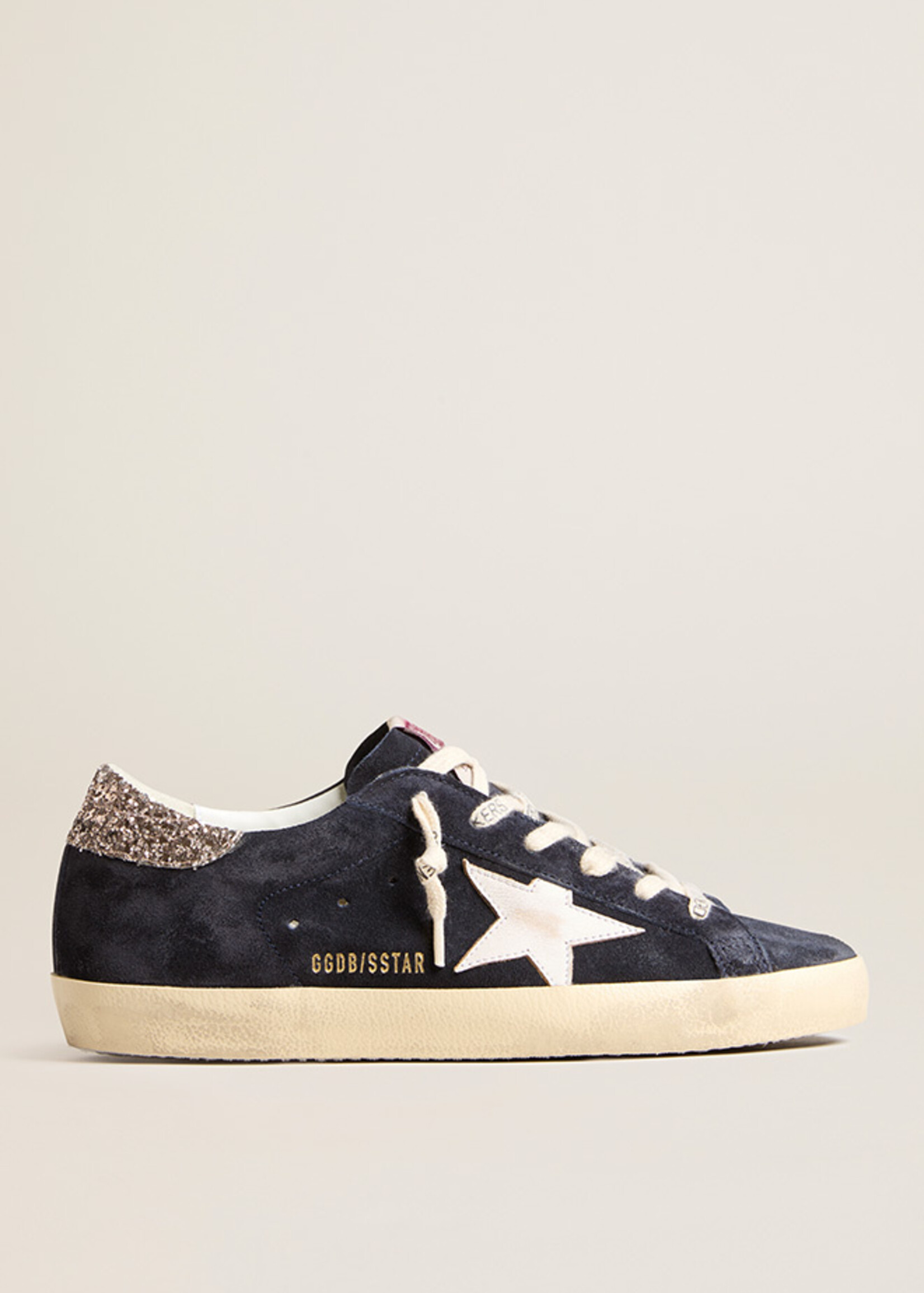 Golden Goose Super-Star Suede Upper Leather Star and Glitter Heel
