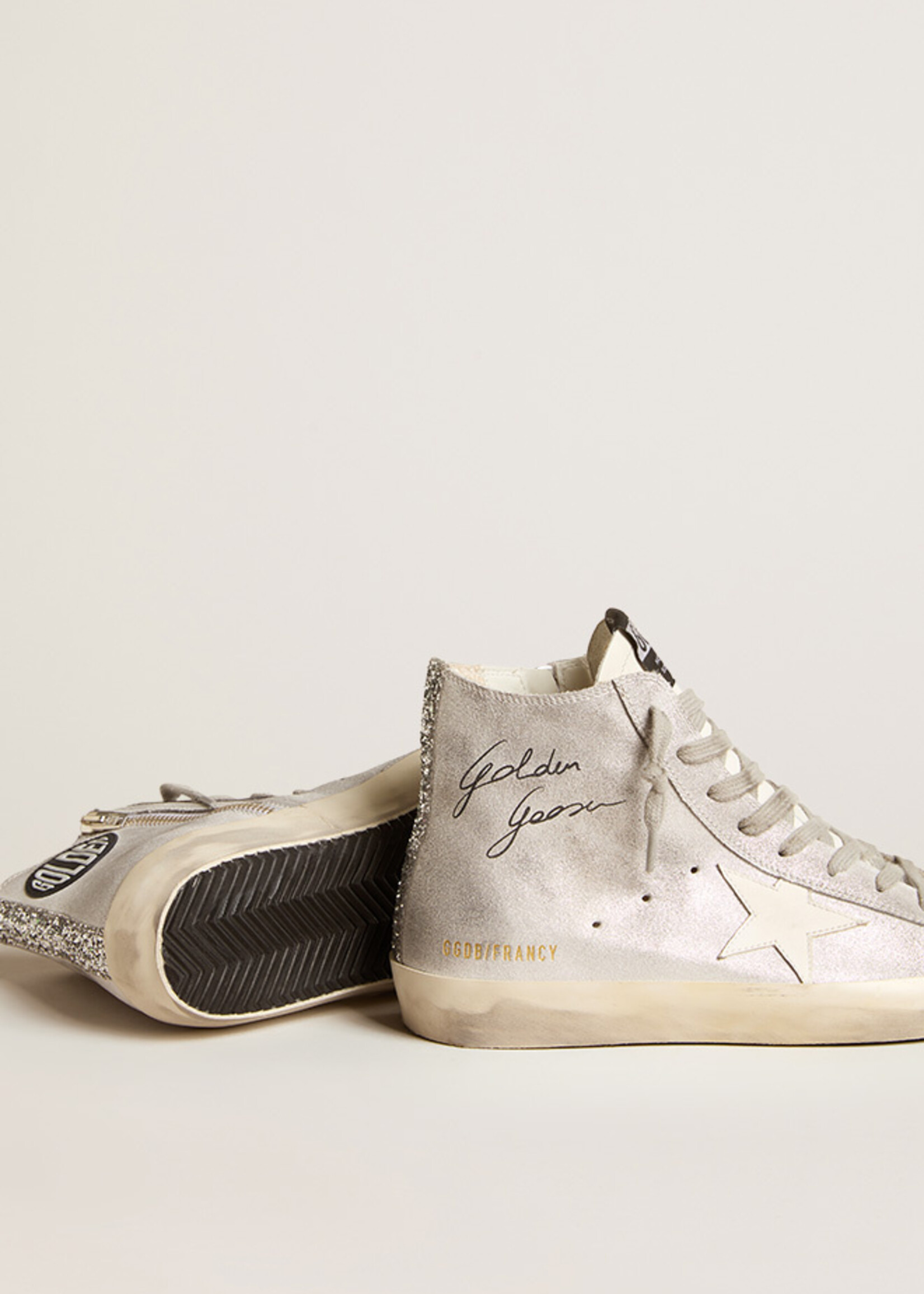 Golden Goose Francy Laminated Suede Upper w Signature Nappa Tongue Leather Star Glitter List