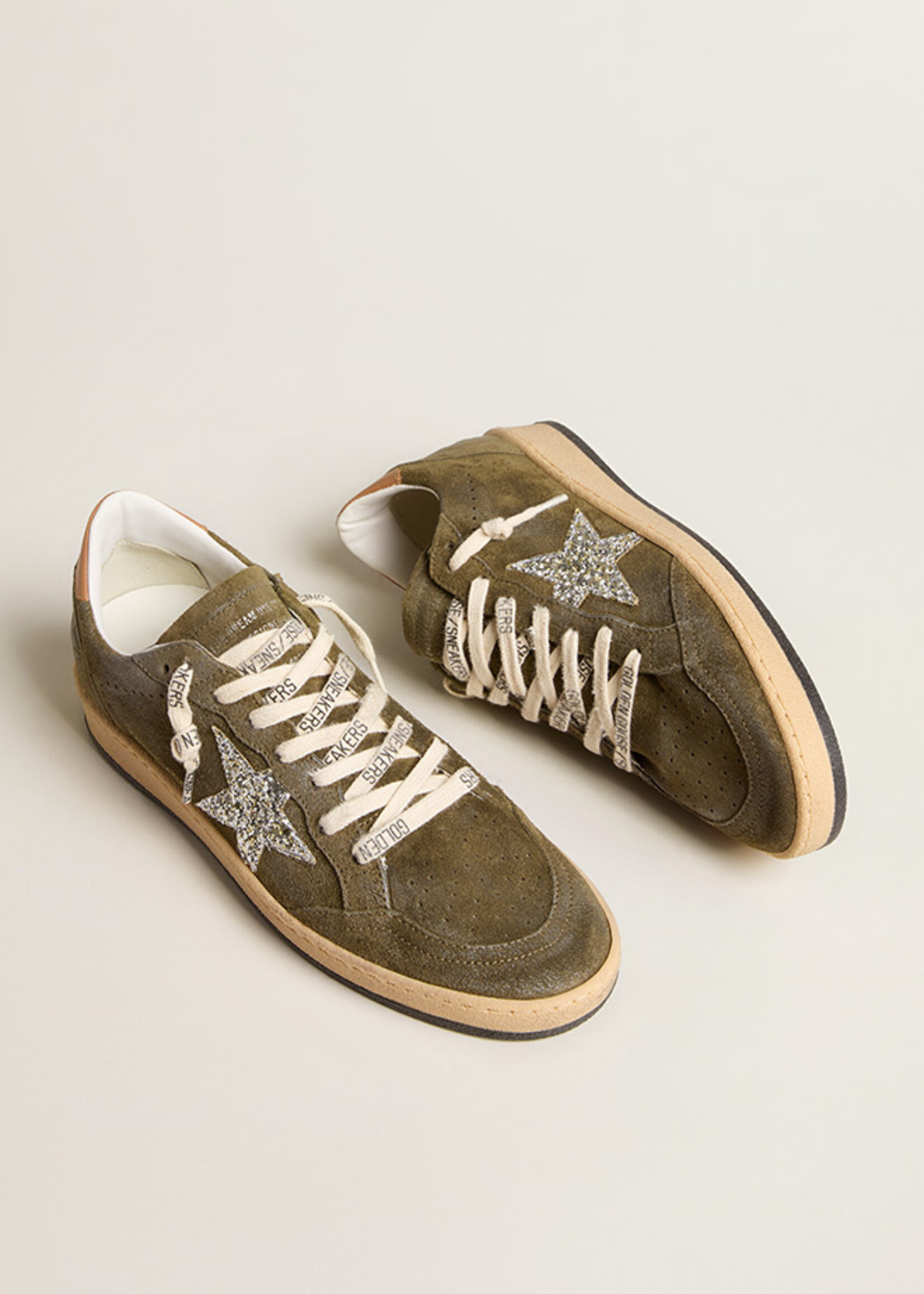 Golden Goose Ball Star Suede Upper Toe and Spur Glitter Star Leather Heel