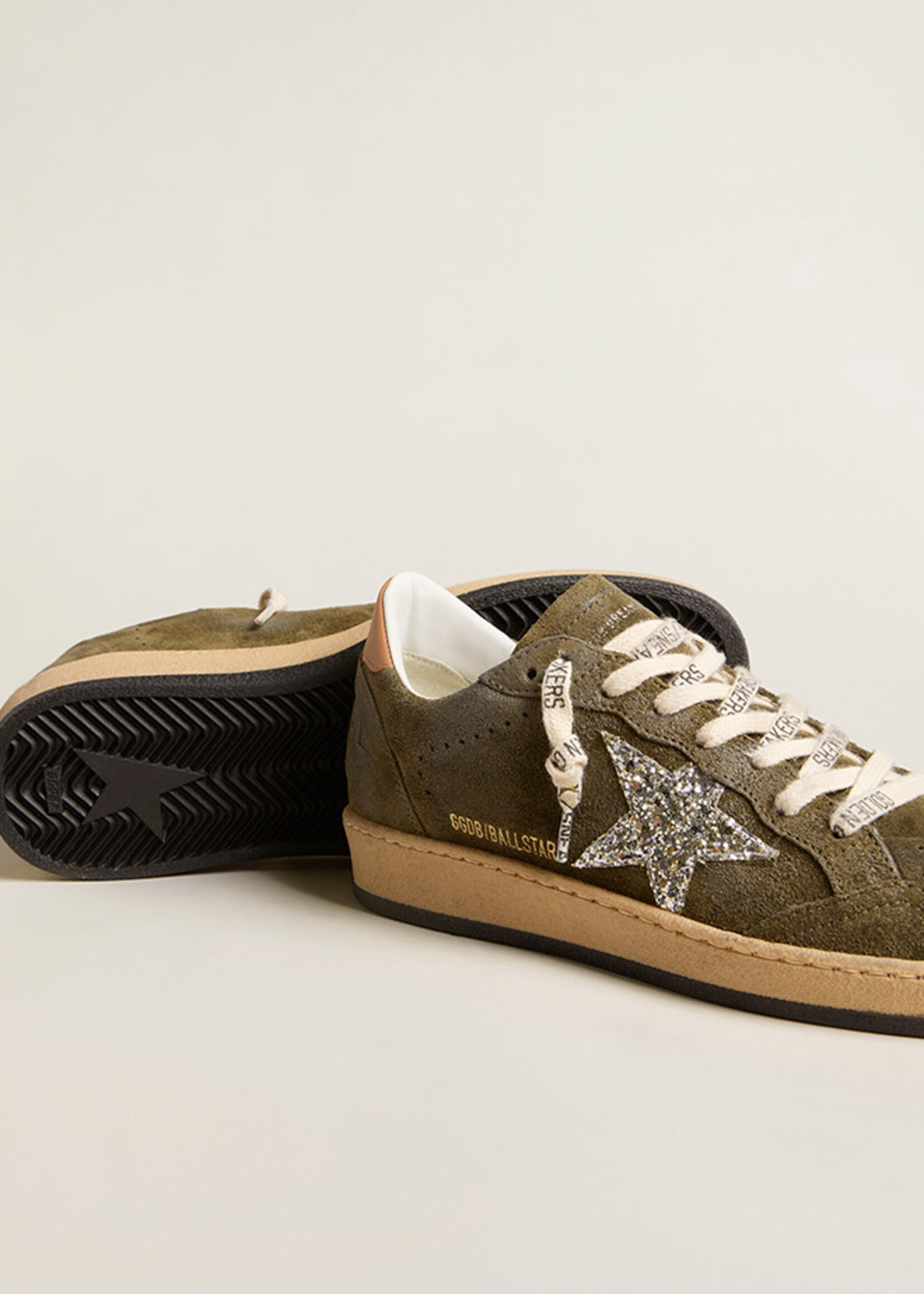 Golden Goose Ball Star Suede Upper Toe and Spur Glitter Star Leather Heel
