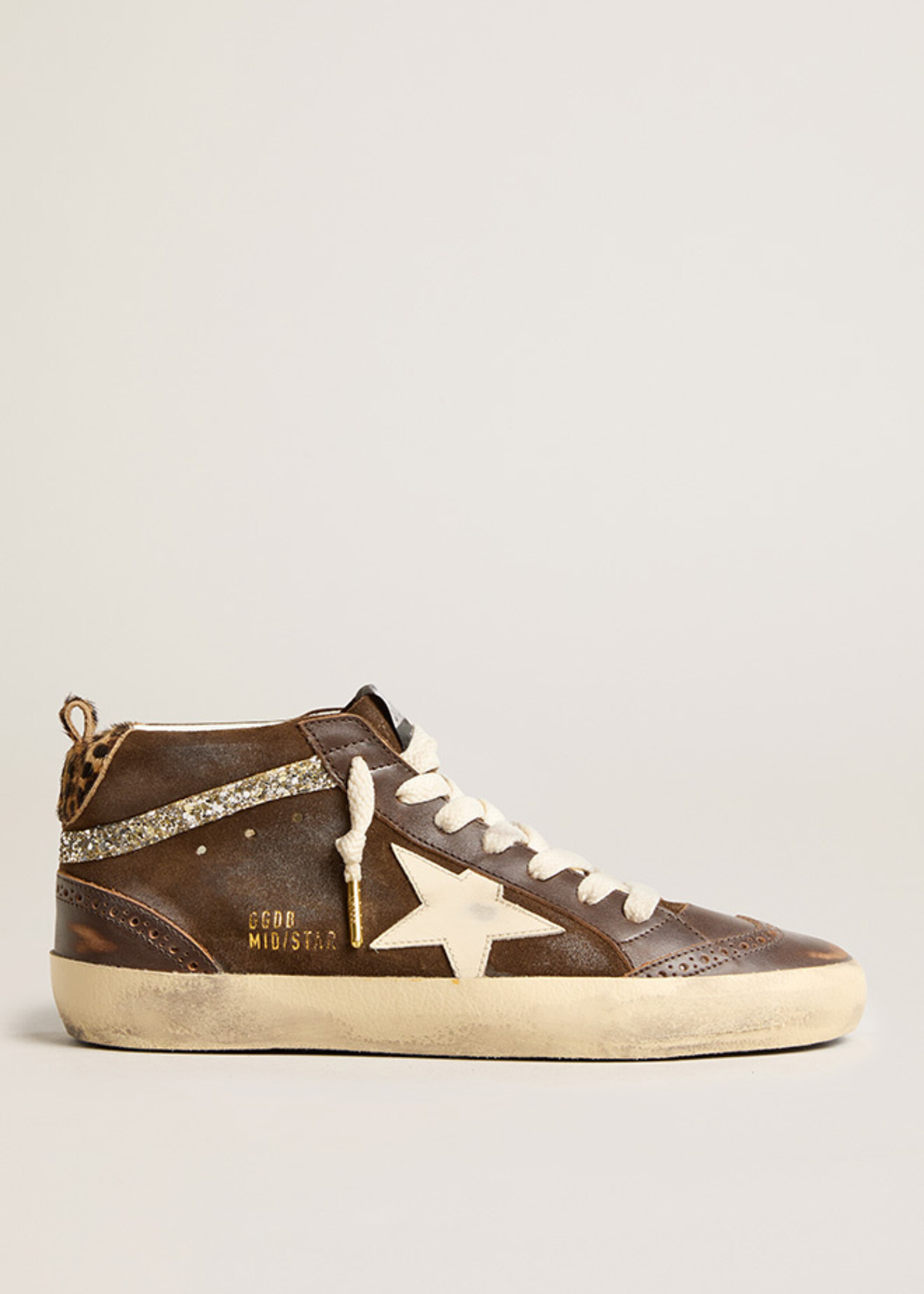 Golden Goose Mid Star Leather Toe Spur & Star Suede Upper Horsy Heel