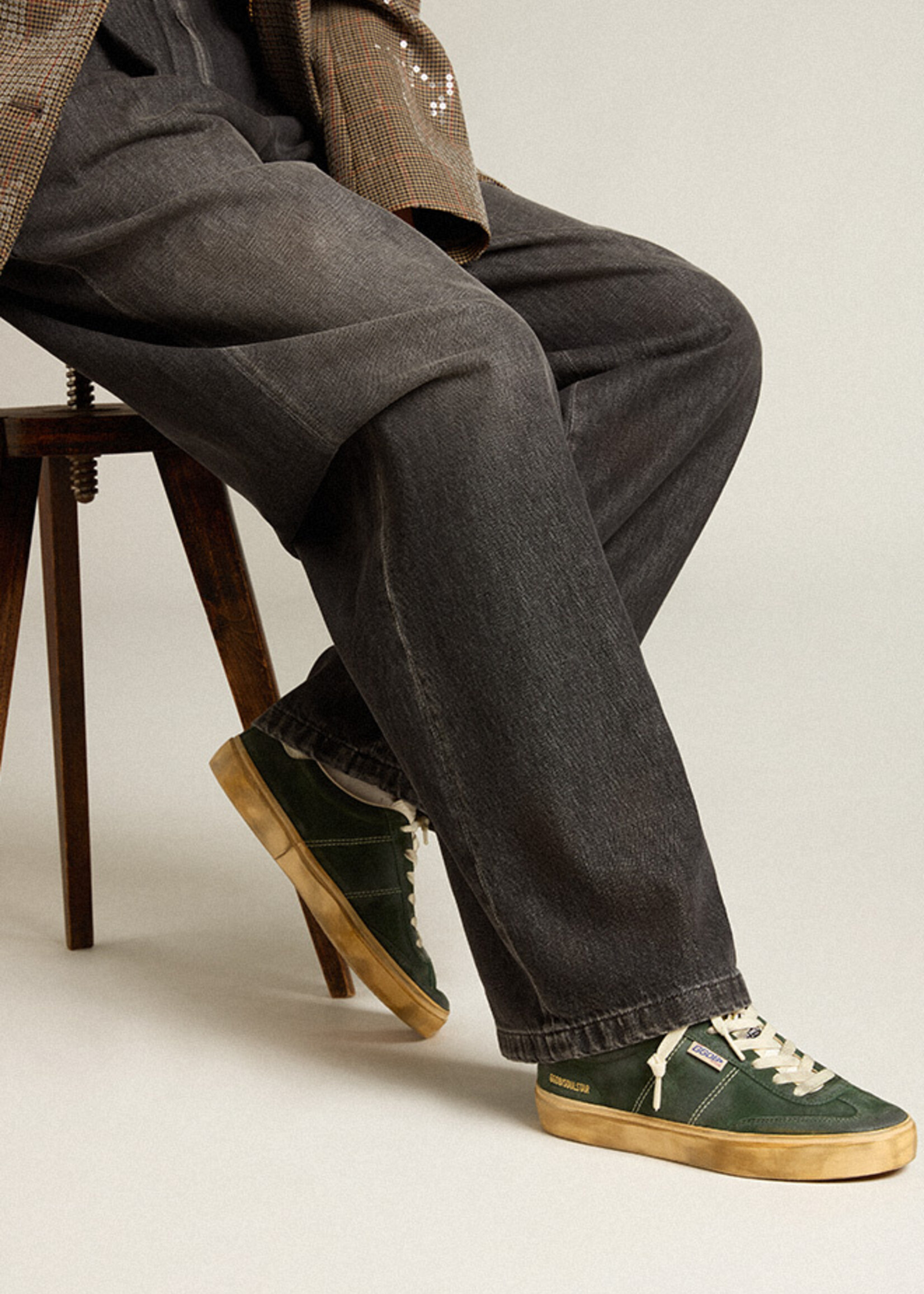 Golden Goose Soul-Star Green Suede Upper HF Leather Tongue Leather Heel