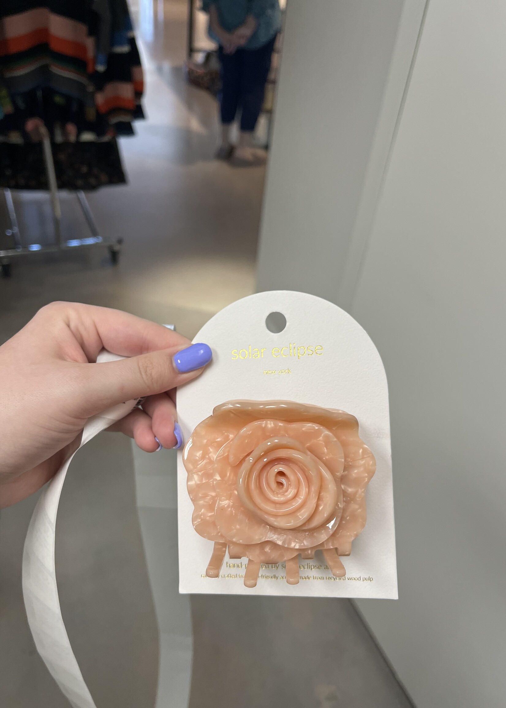 Solar Eclipse Origami Rose Flower Claw Hair Clip- Pink