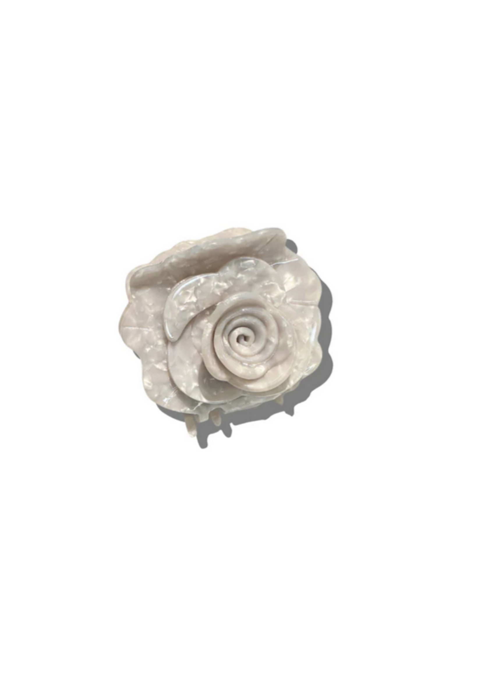 Solar Eclipse Origami Rose Flower Claw Hair Clip- White