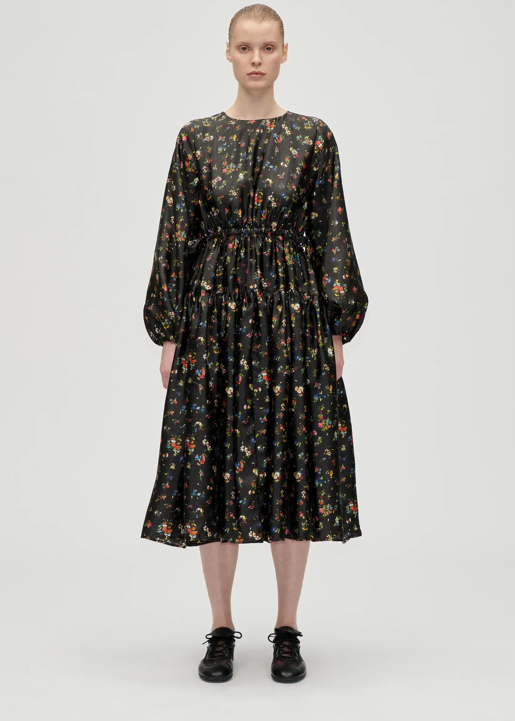 Stine Goya Waist Tie Ruffle Midi Dress- Magnolia Garden