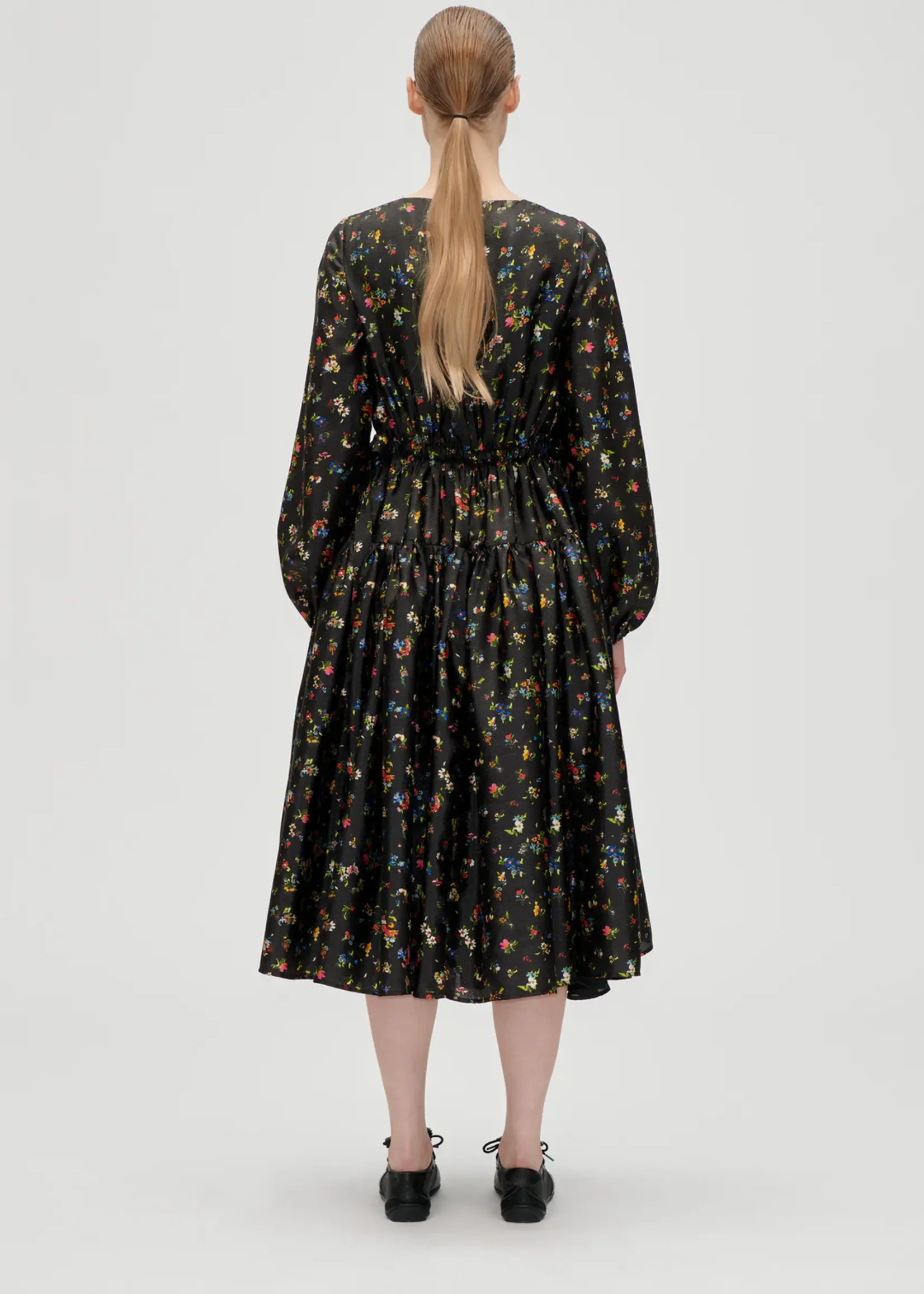 Stine Goya Waist Tie Ruffle Midi Dress- Magnolia Garden