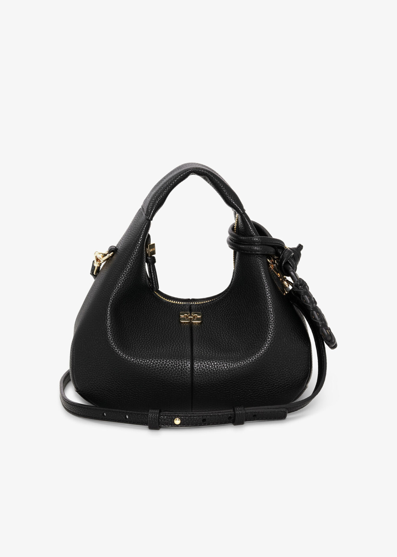 GANNI Hobo Mini Grained Bag- Black
