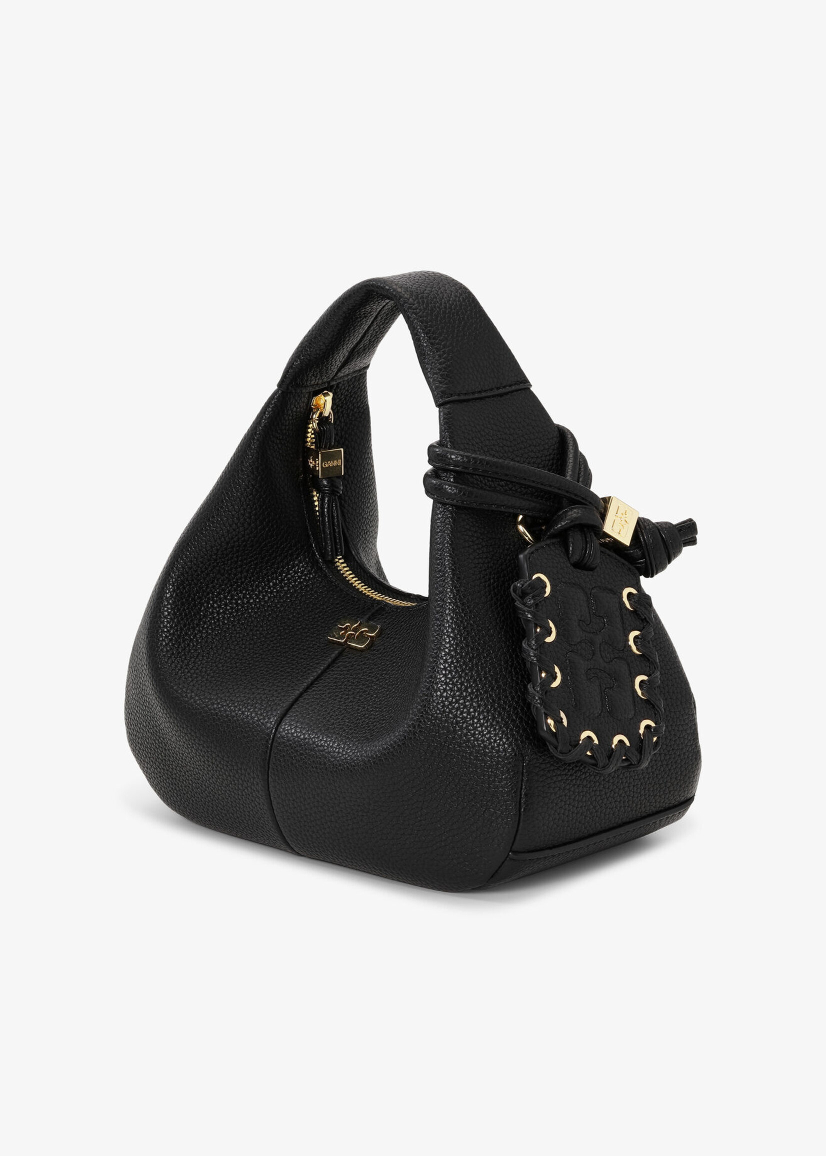 GANNI Hobo Mini Grained Bag- Black