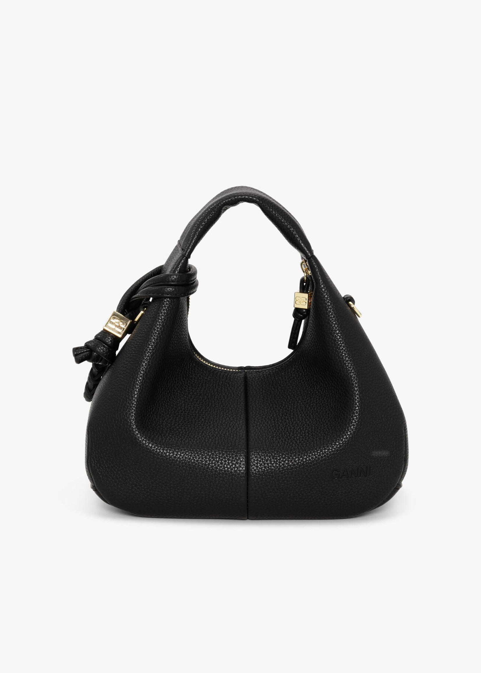 GANNI Hobo Mini Grained Bag- Black