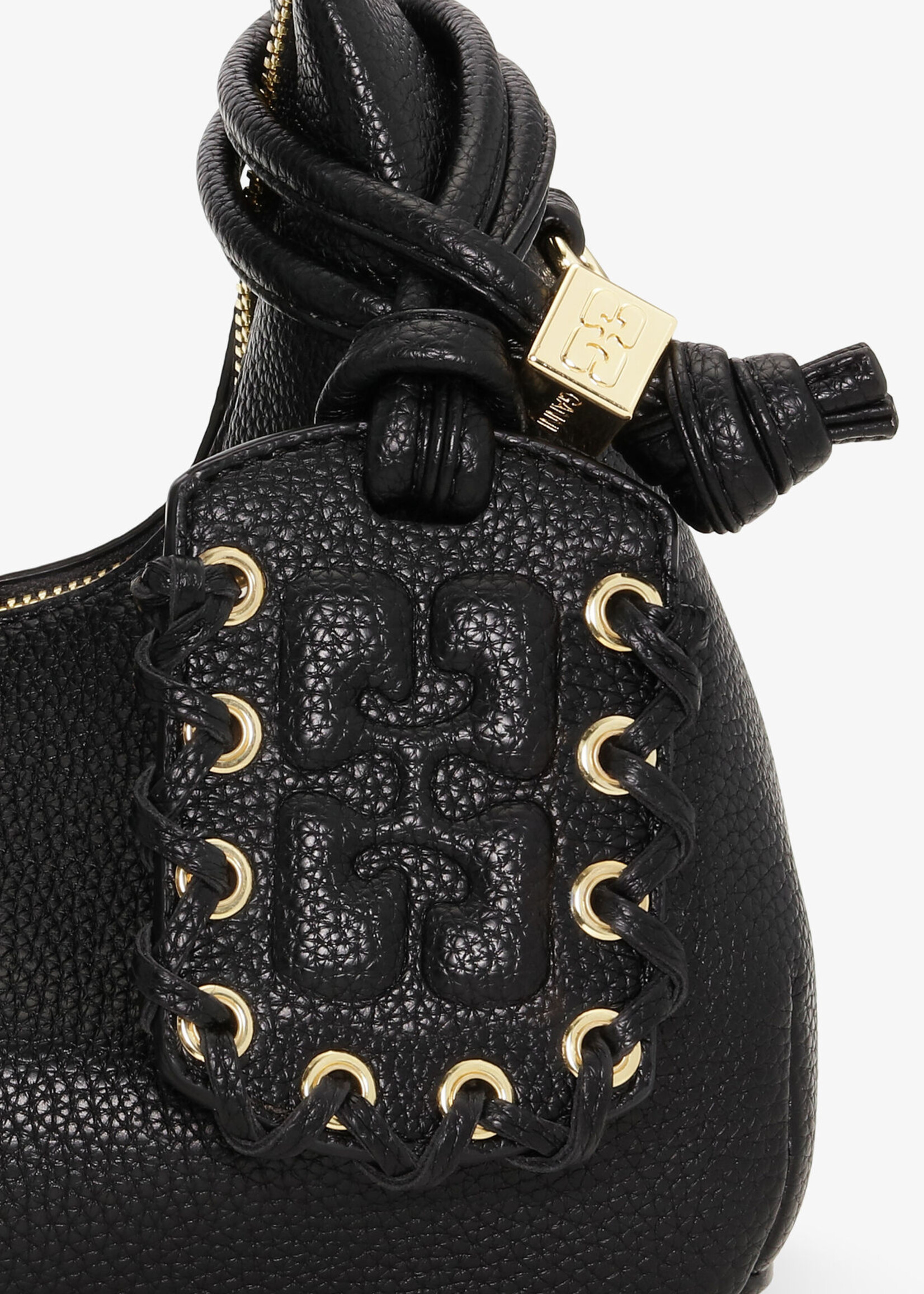 GANNI Hobo Mini Grained Bag- Black