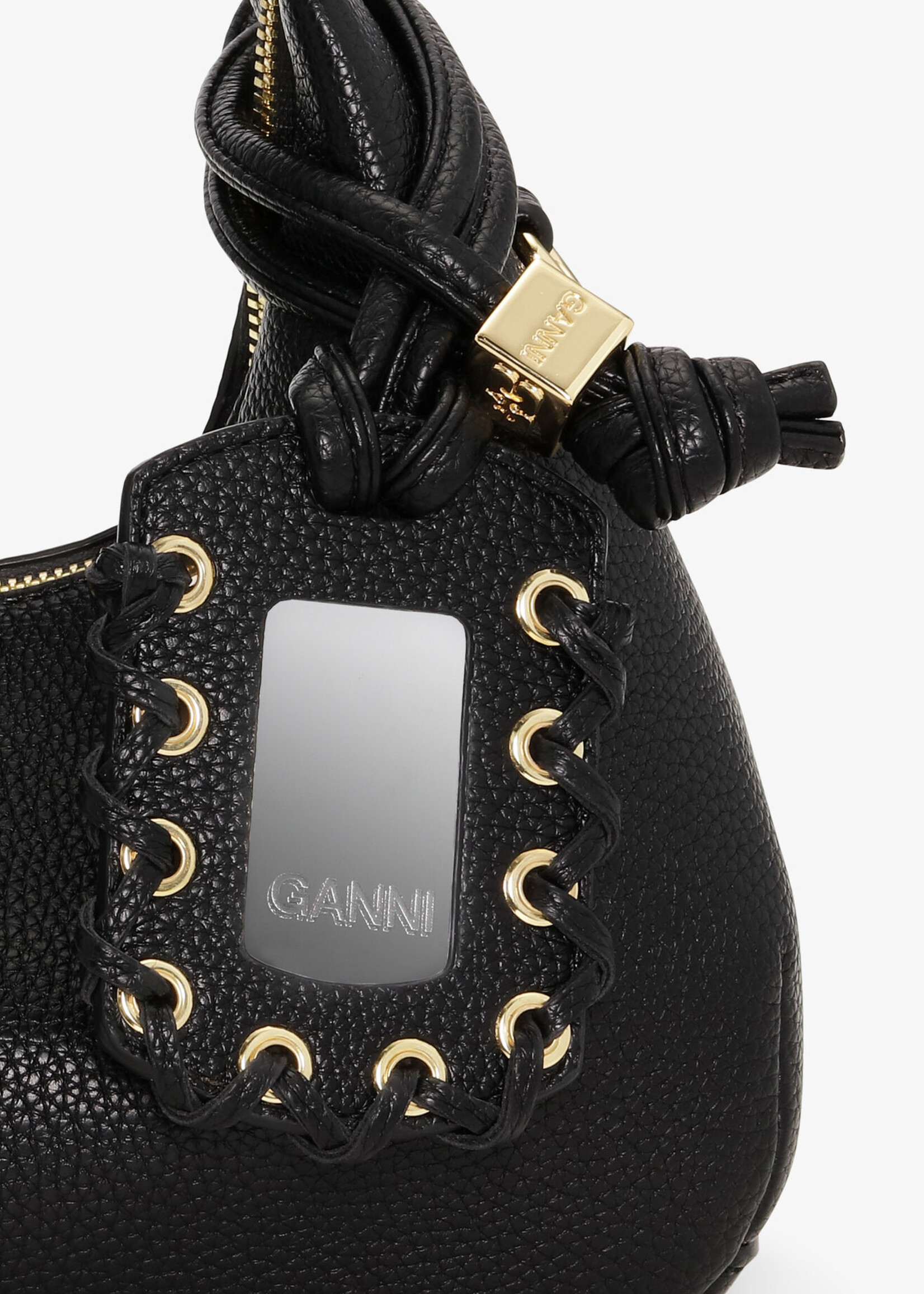 GANNI Hobo Mini Grained Bag- Black