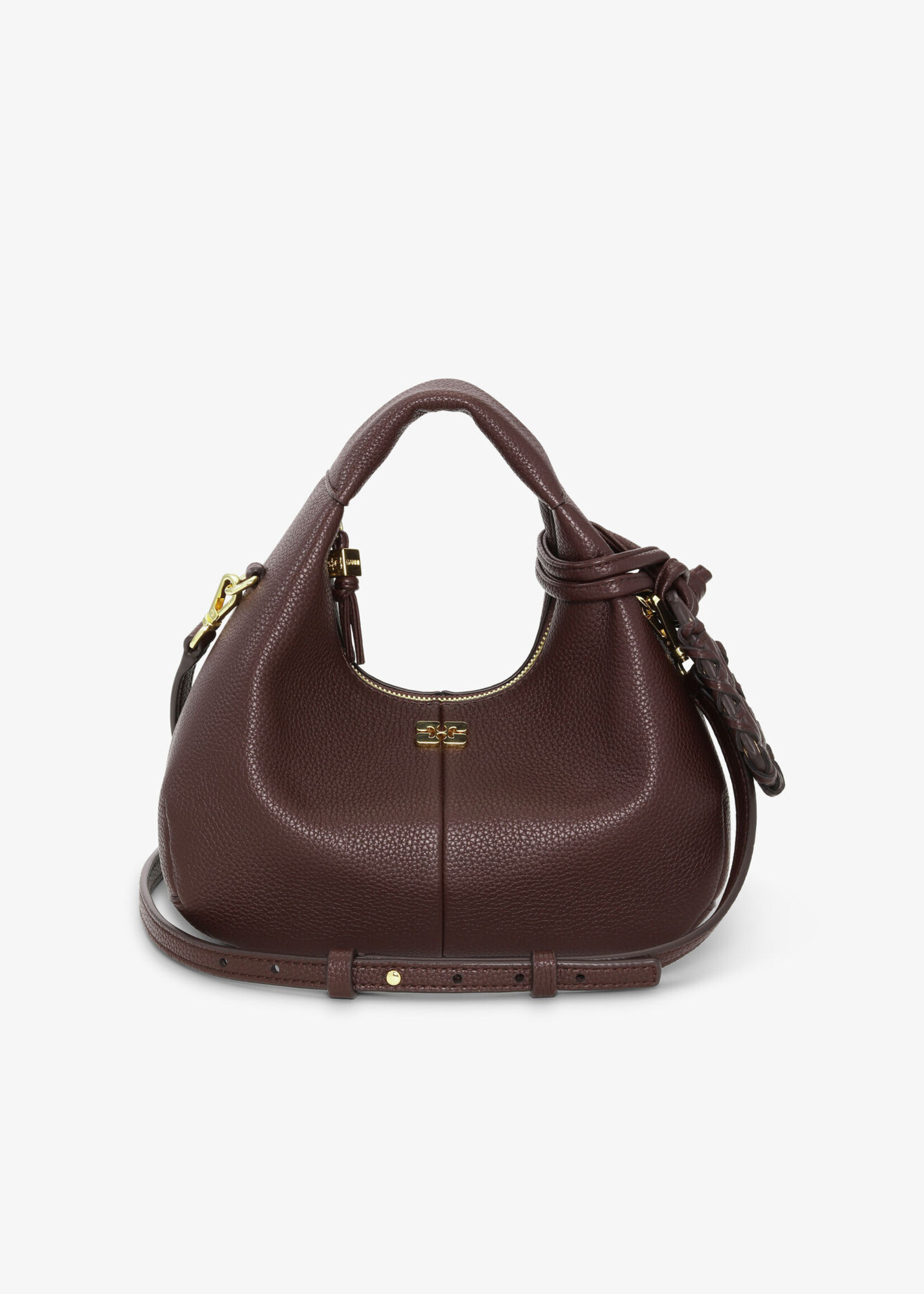 GANNI Hobo Mini Grained Bag- Chicory Coffee